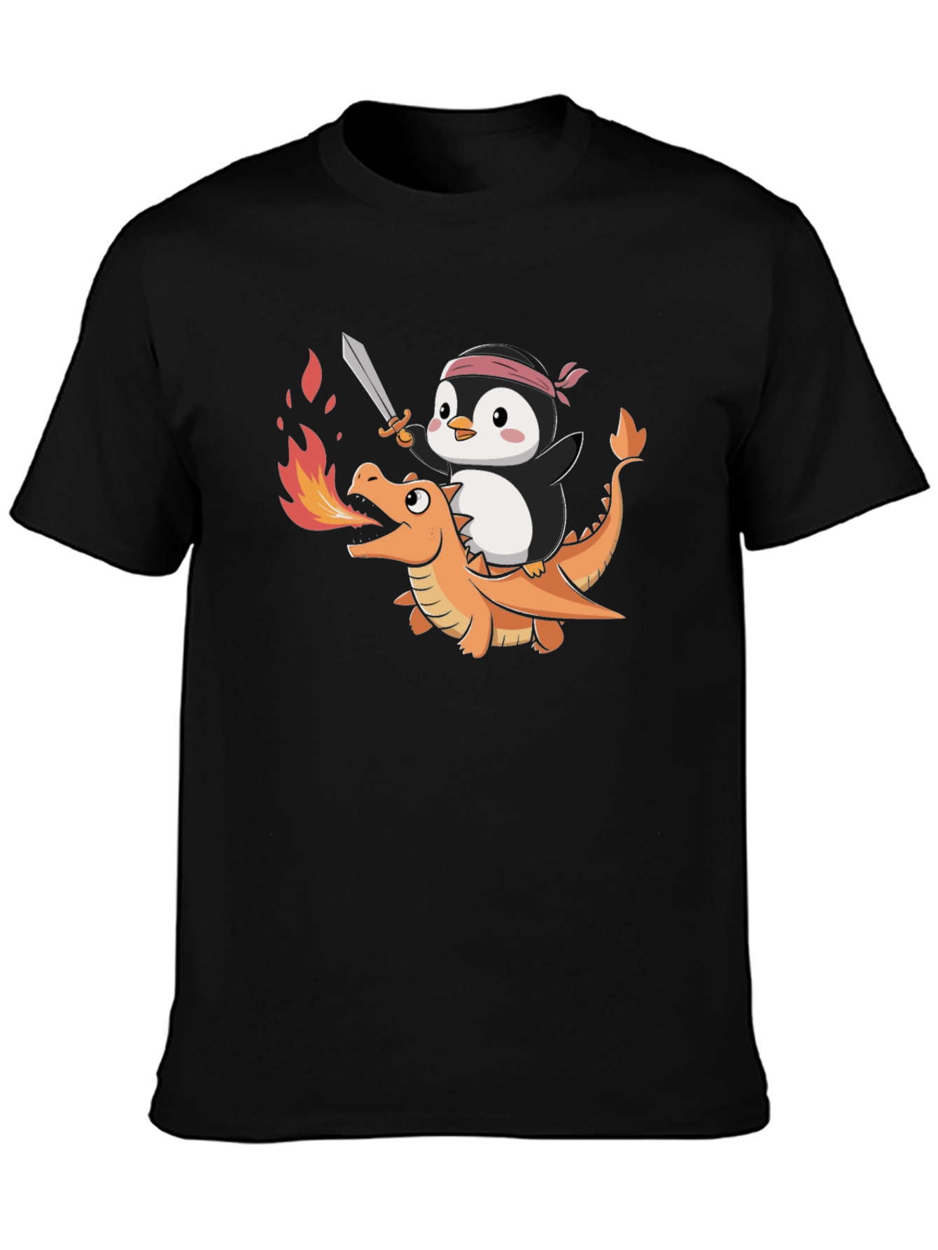 Penguin Riding Dragon Graphic Tee