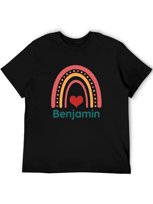 Benjamin Rainbow Heart Black T-Shirt
