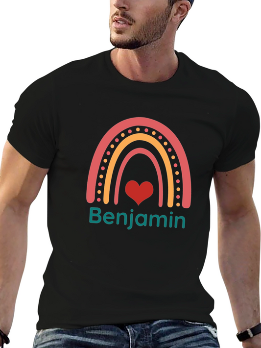 Benjamin Rainbow Heart Black T-Shirt