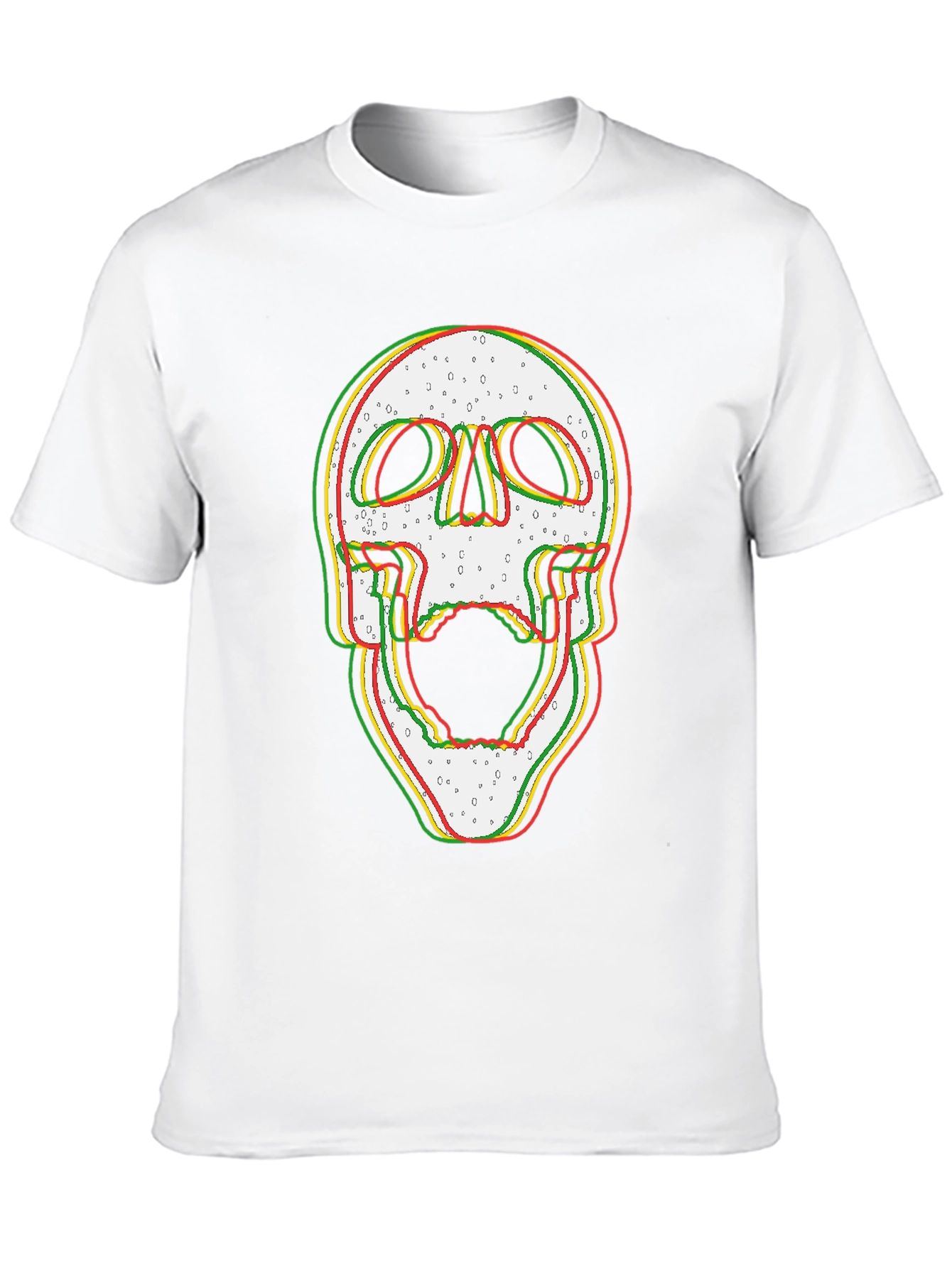 Glitch Skull Graphic Print Black T-Shirt