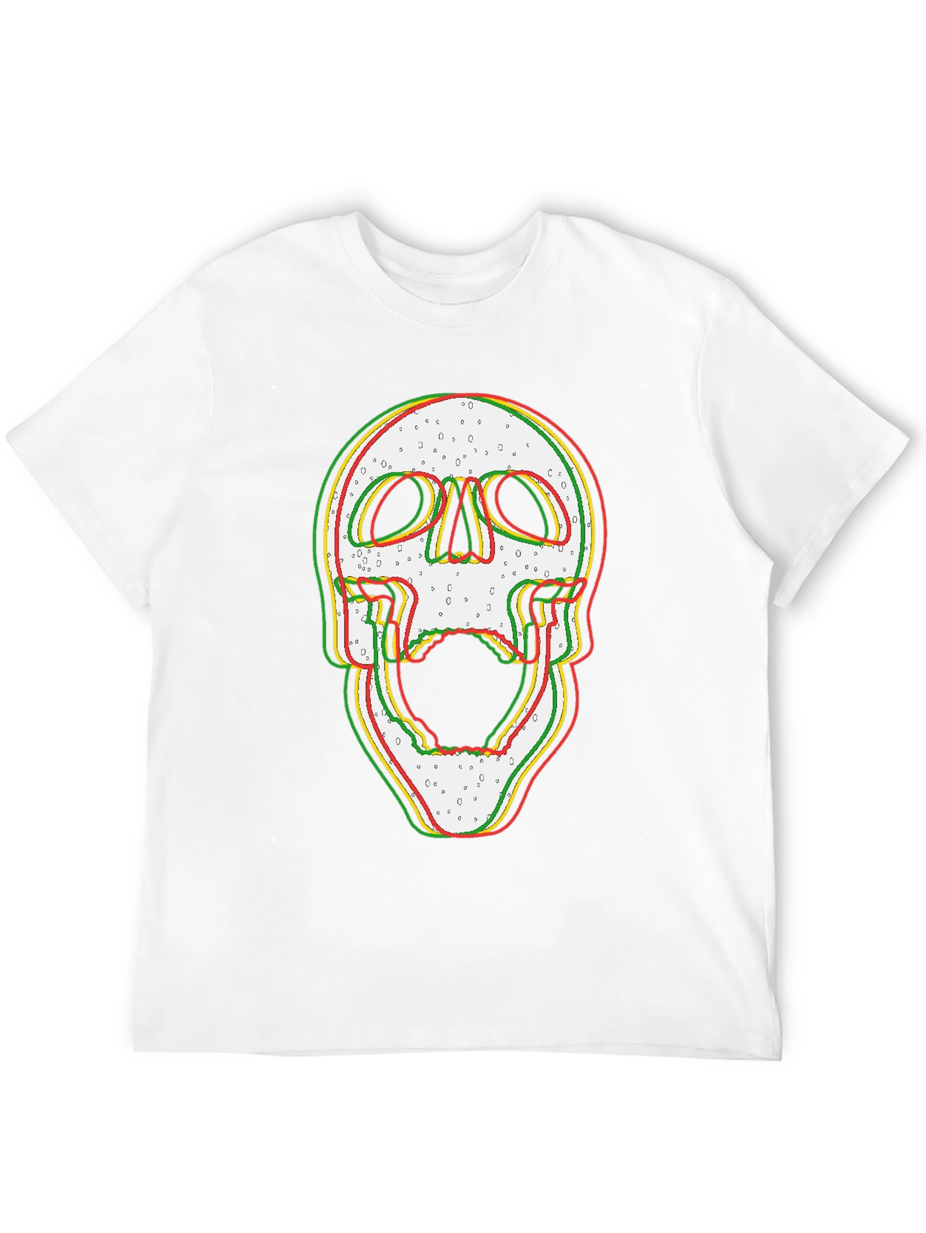 Glitch Skull Graphic Print Black T-Shirt