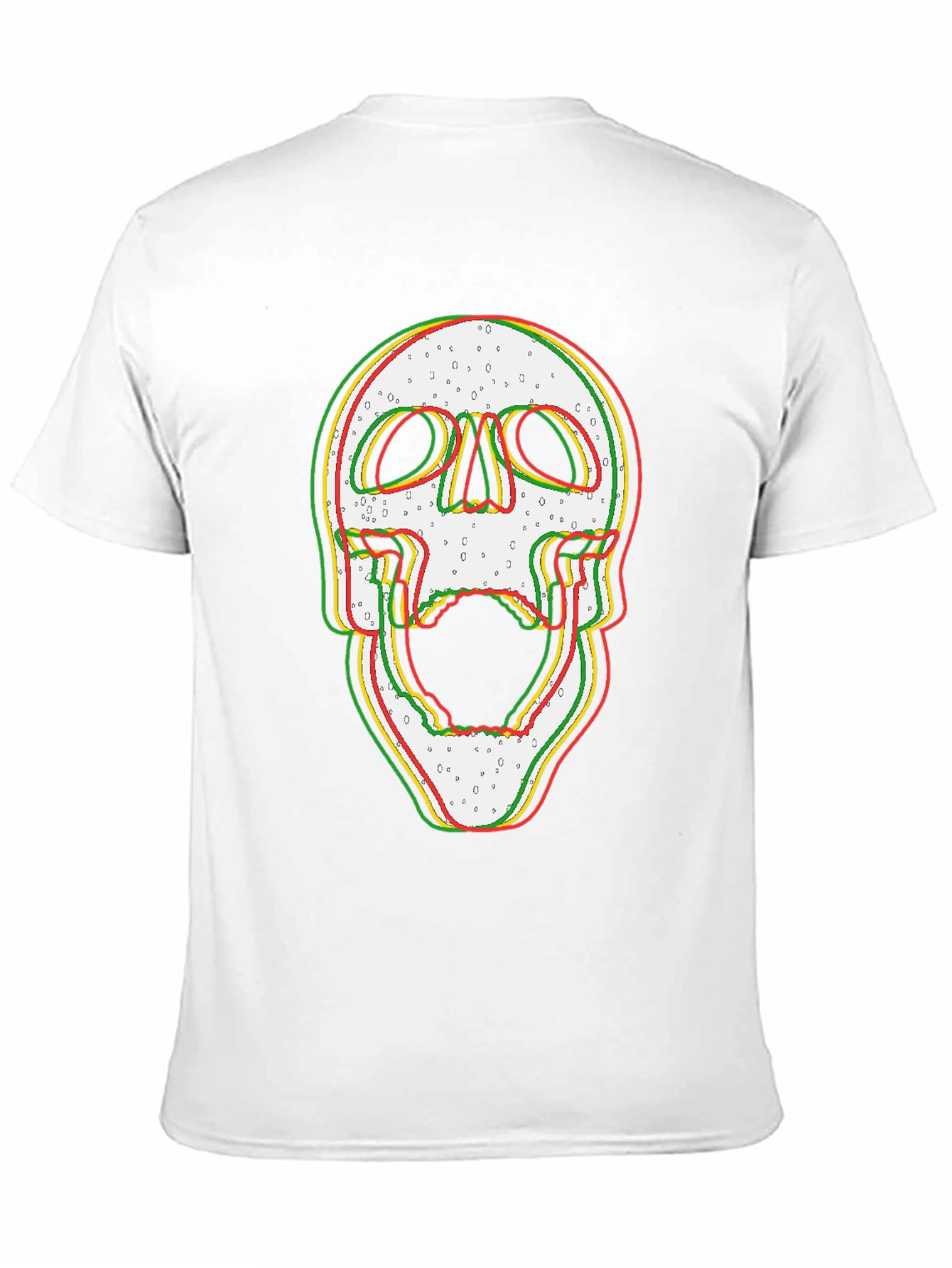 Glitch Skull Graphic Print Black T-Shirt