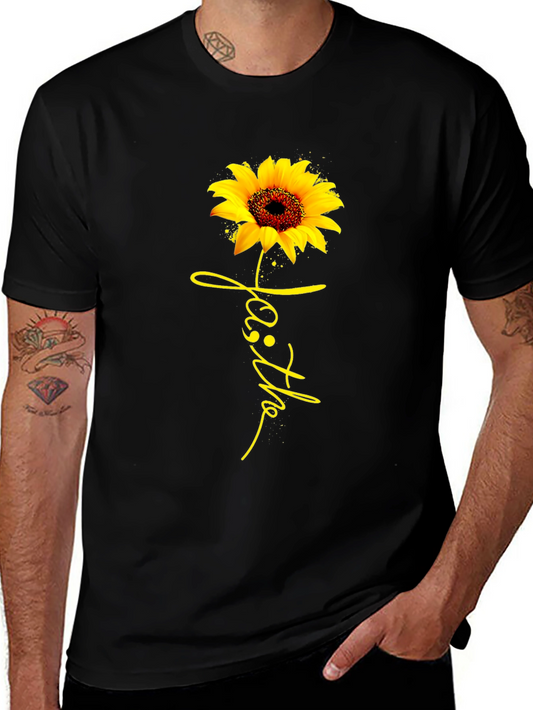 Faith Sunflower Graphic Tee - Black