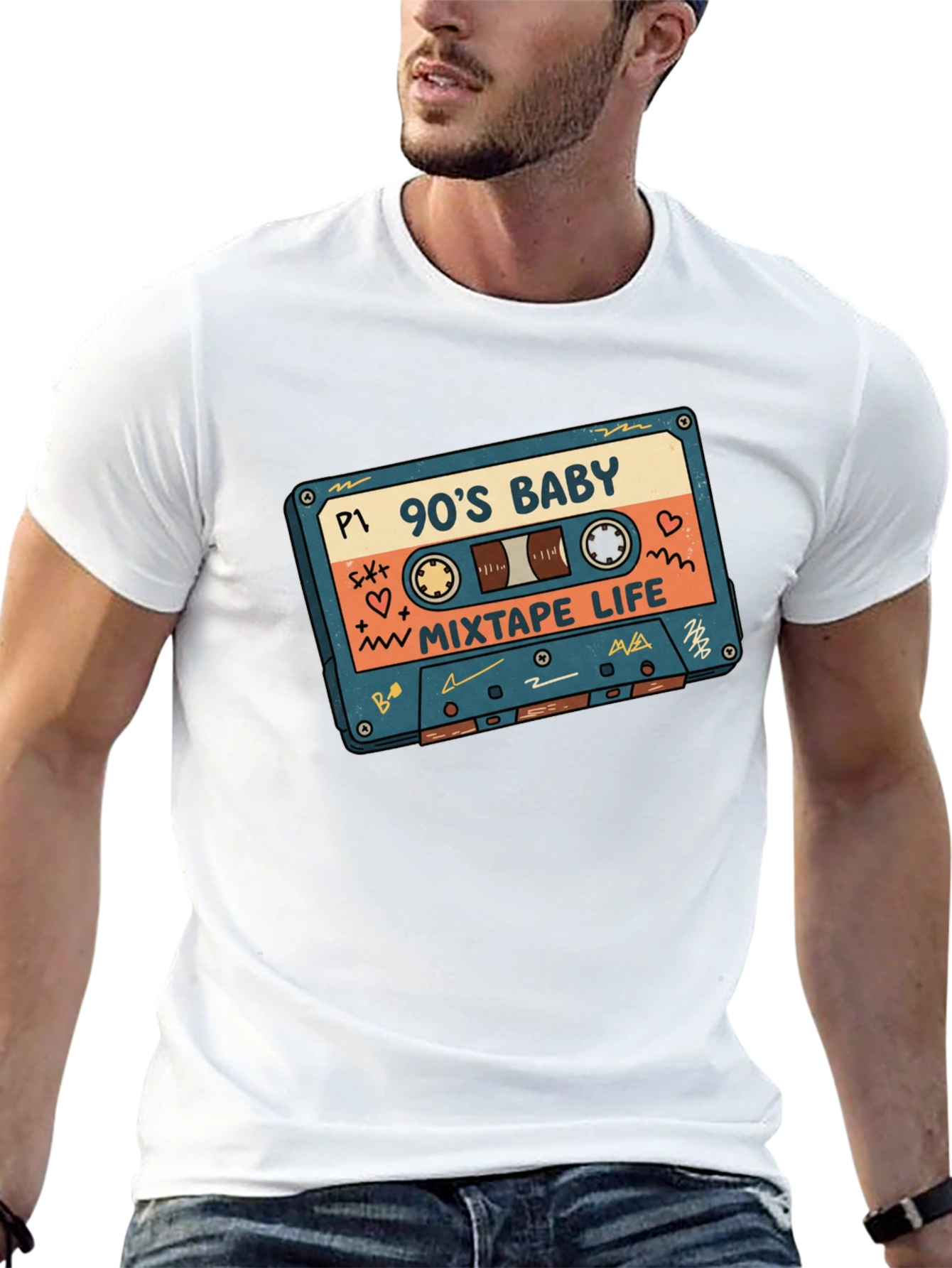 90s Baby Mixtape Life Graphic Tee - Black