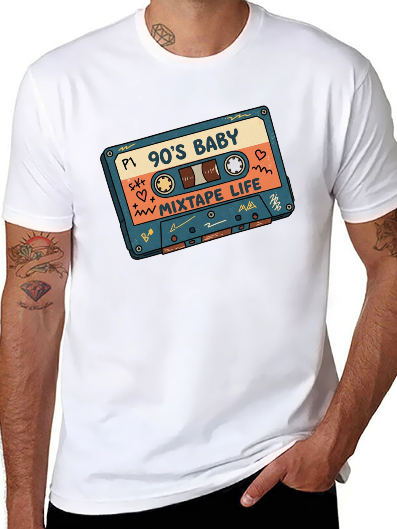 90s Baby Mixtape Life Graphic Tee - Black