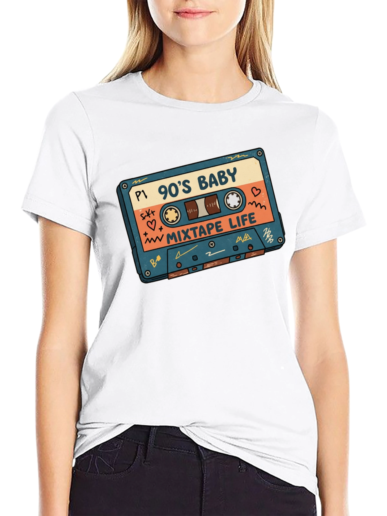 90s Baby Mixtape Life Graphic Tee - Black