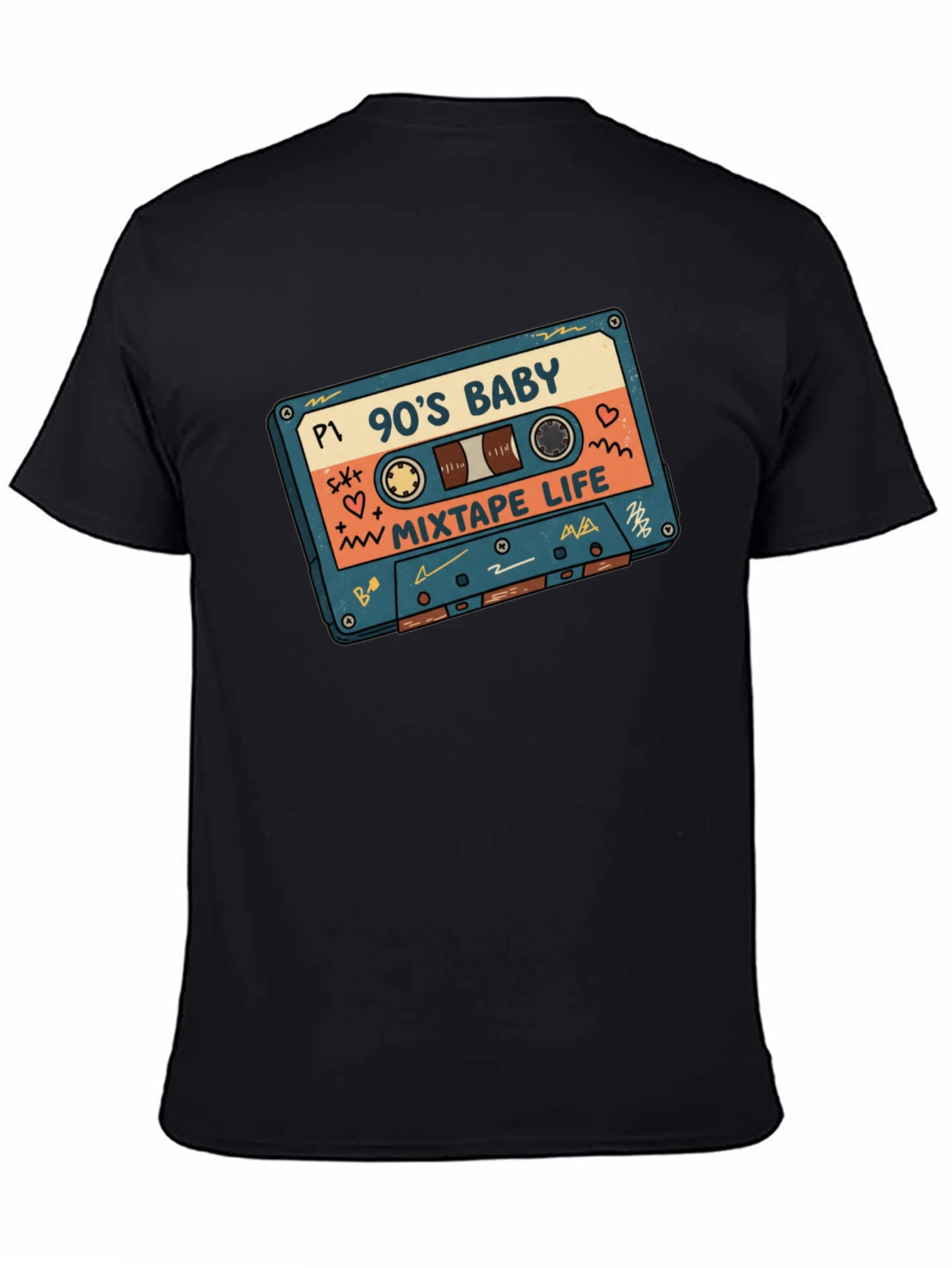 90s Baby Mixtape Life Graphic Tee - Black