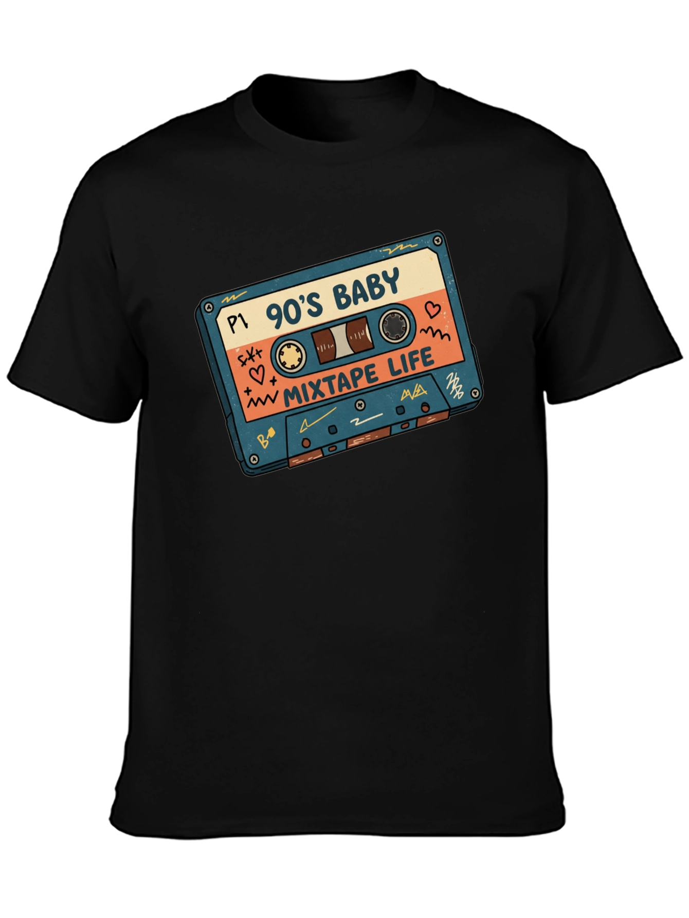90s Baby Mixtape Life Graphic Tee - Black