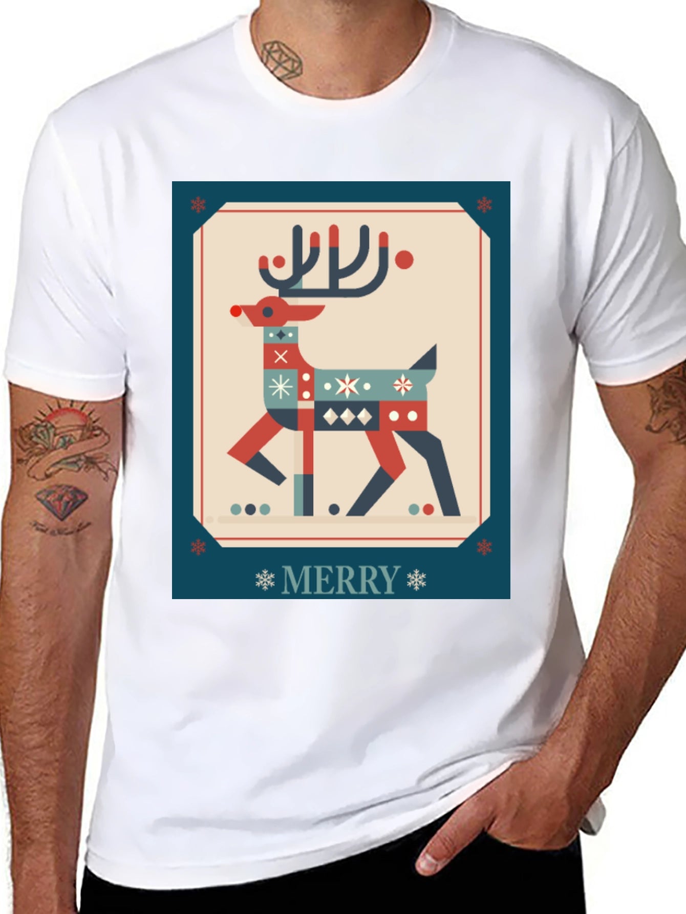 Festive Reindeer Graphic Tee - Holiday Cheer