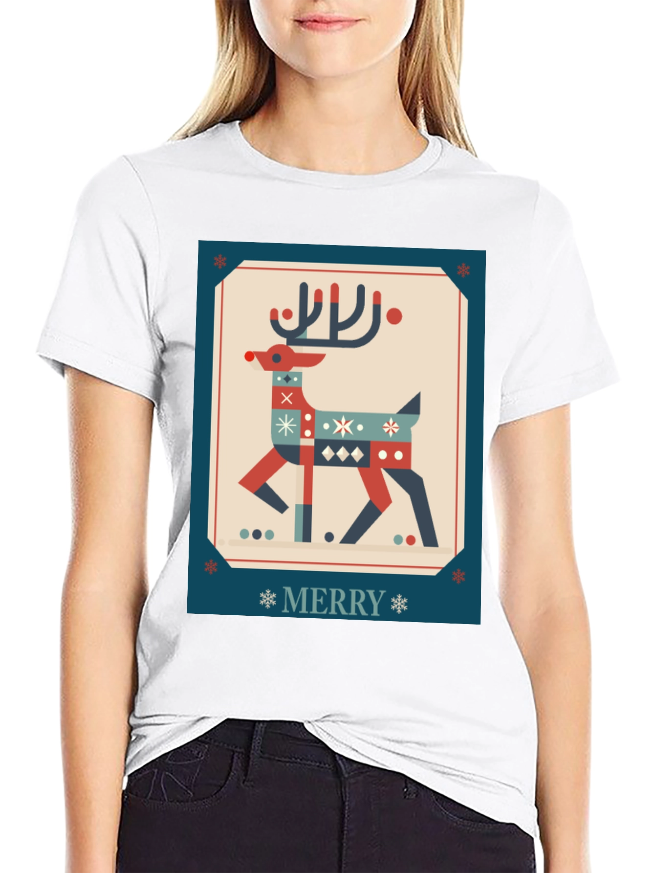 Festive Reindeer Graphic Tee - Holiday Cheer