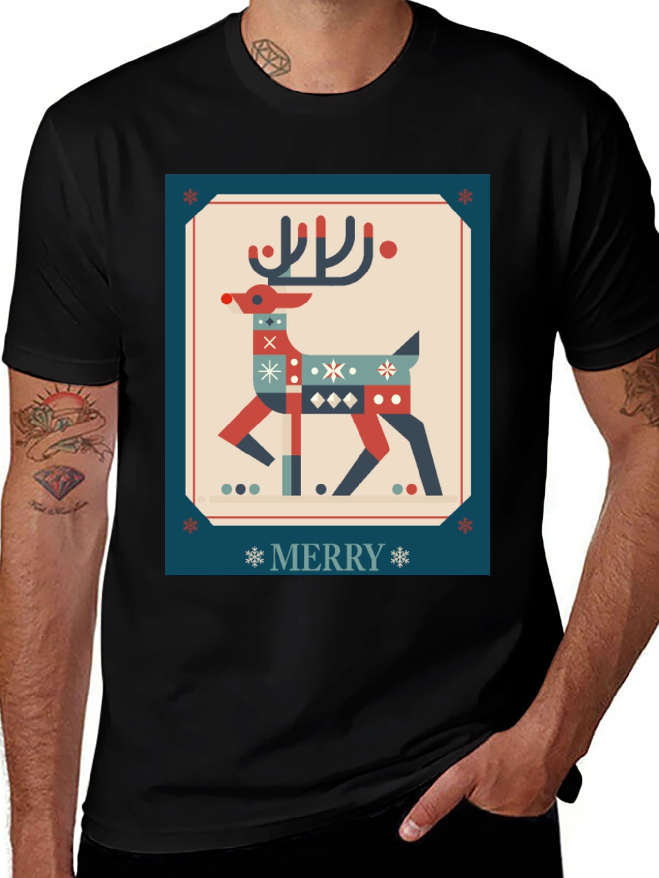 Festive Reindeer Graphic Tee - Holiday Cheer