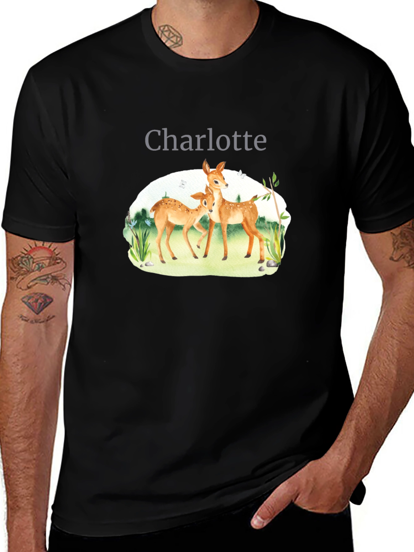 Personalized Deer Family T-Shirt - Charlotte