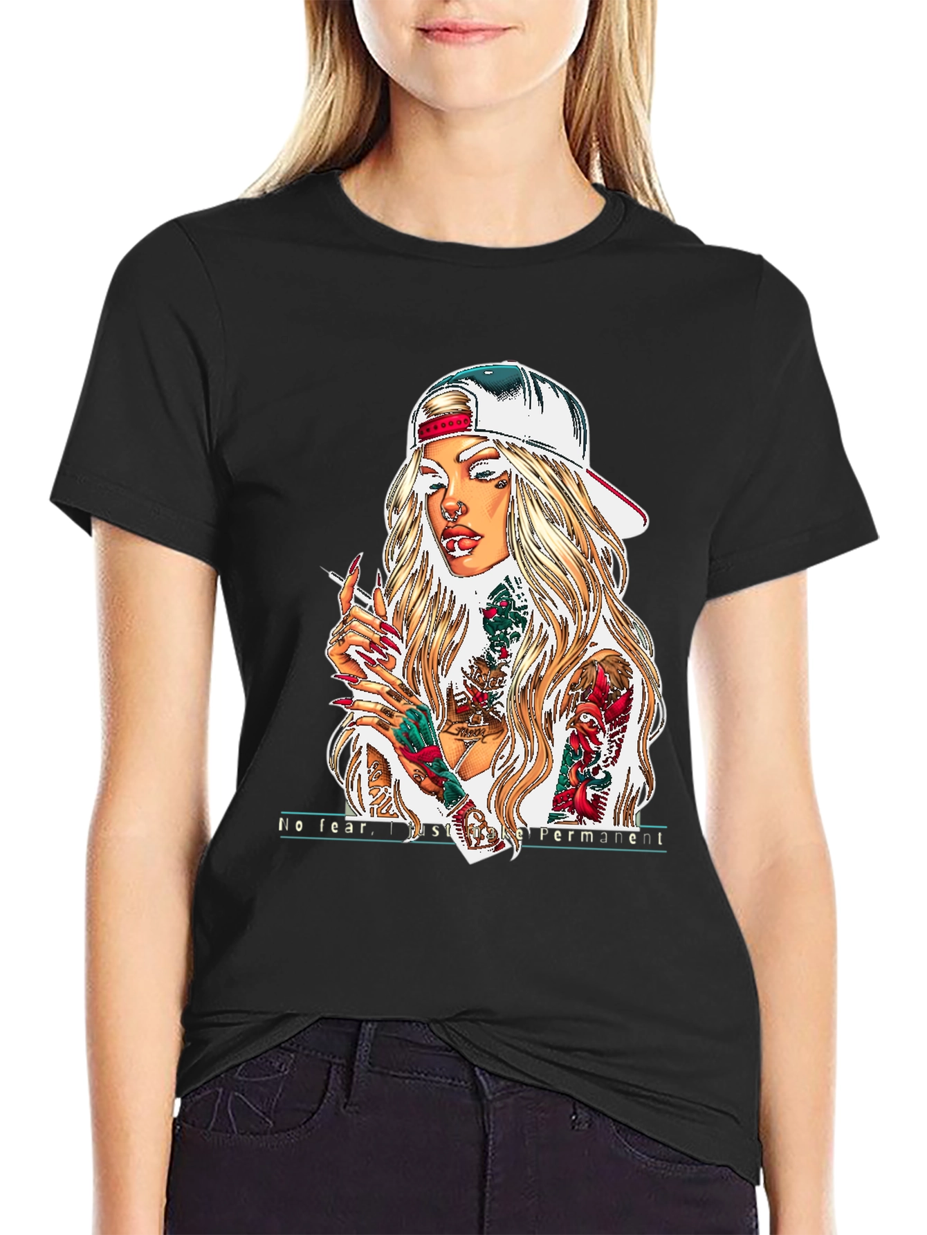 Tattooed Woman Graphic Tee - Black Unisex