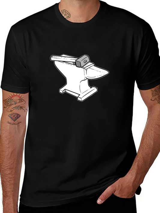 Anvil and Hammer Graphic Tee - Black Cotton T-Shirt