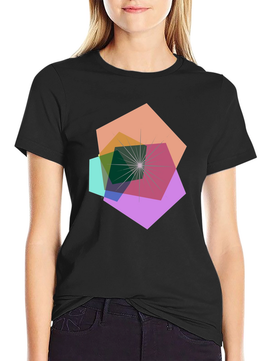 Geometric Abstract Design Black T-Shirt