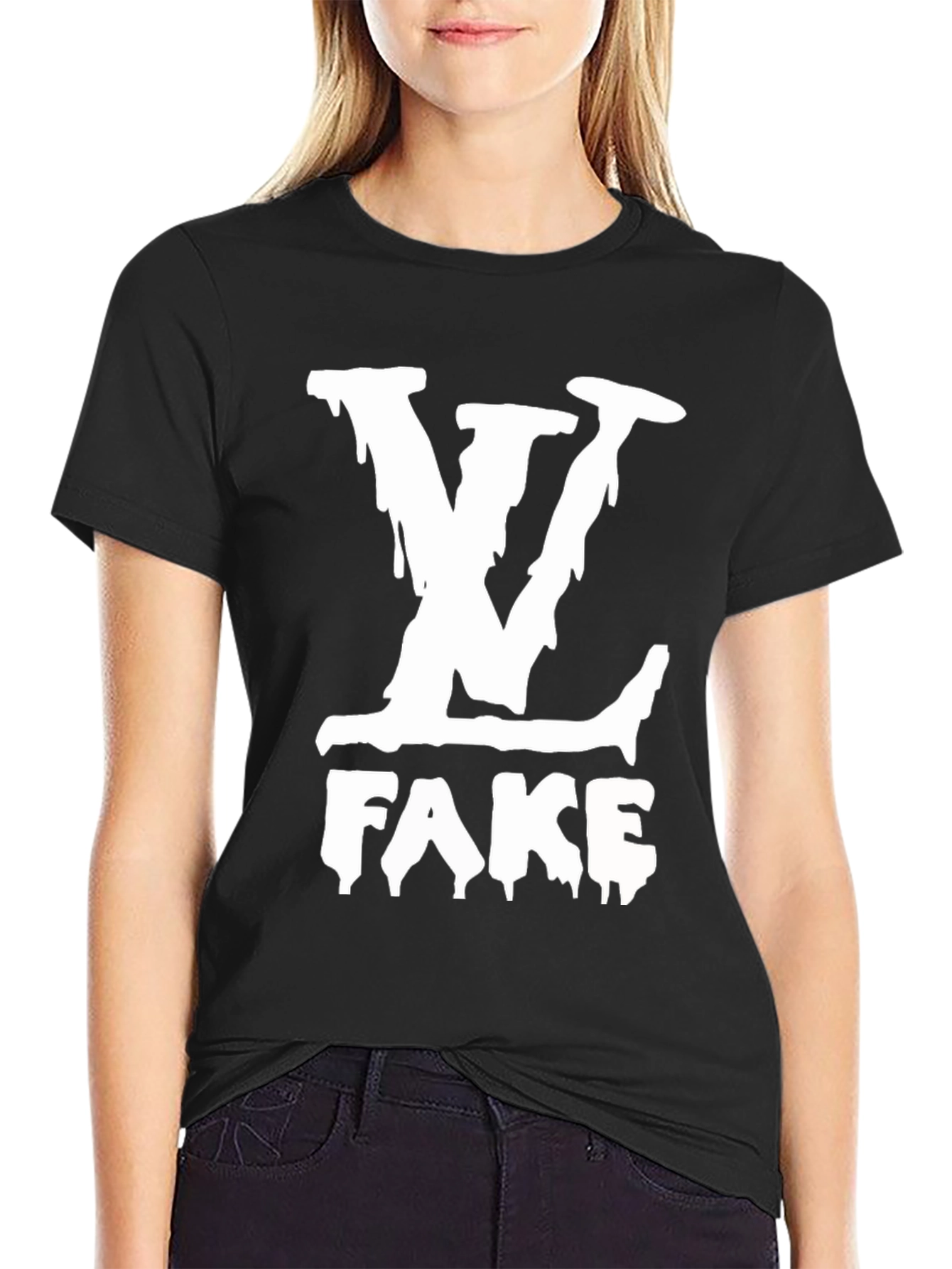 LV Fake Black T-Shirt - Novelty Graphic Tee
