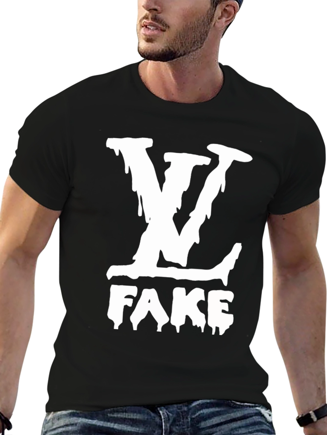LV Fake Black T-Shirt - Novelty Graphic Tee