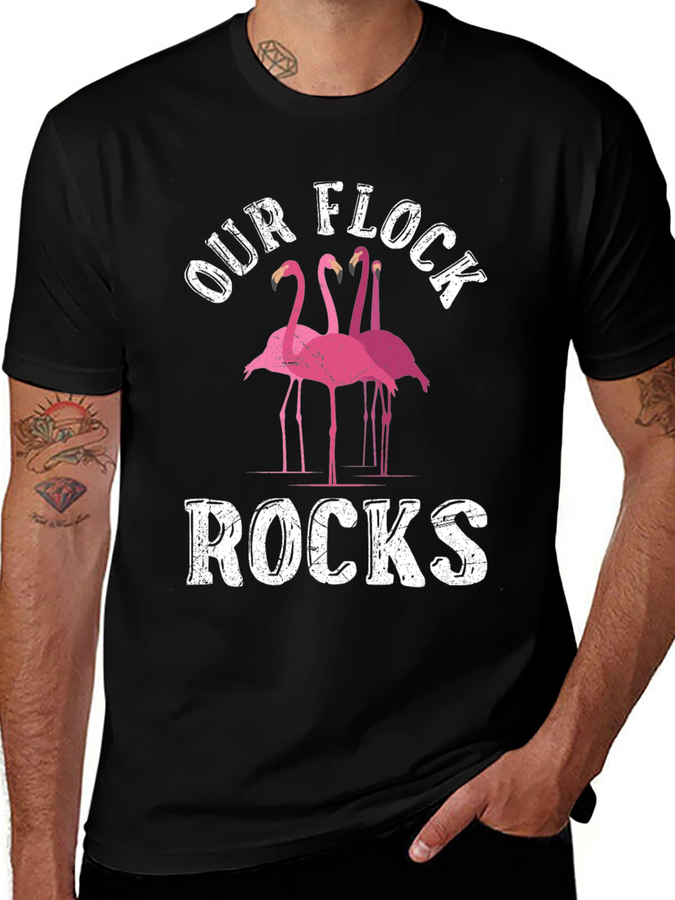 Our Flock Rocks Flamingo Graphic Tee