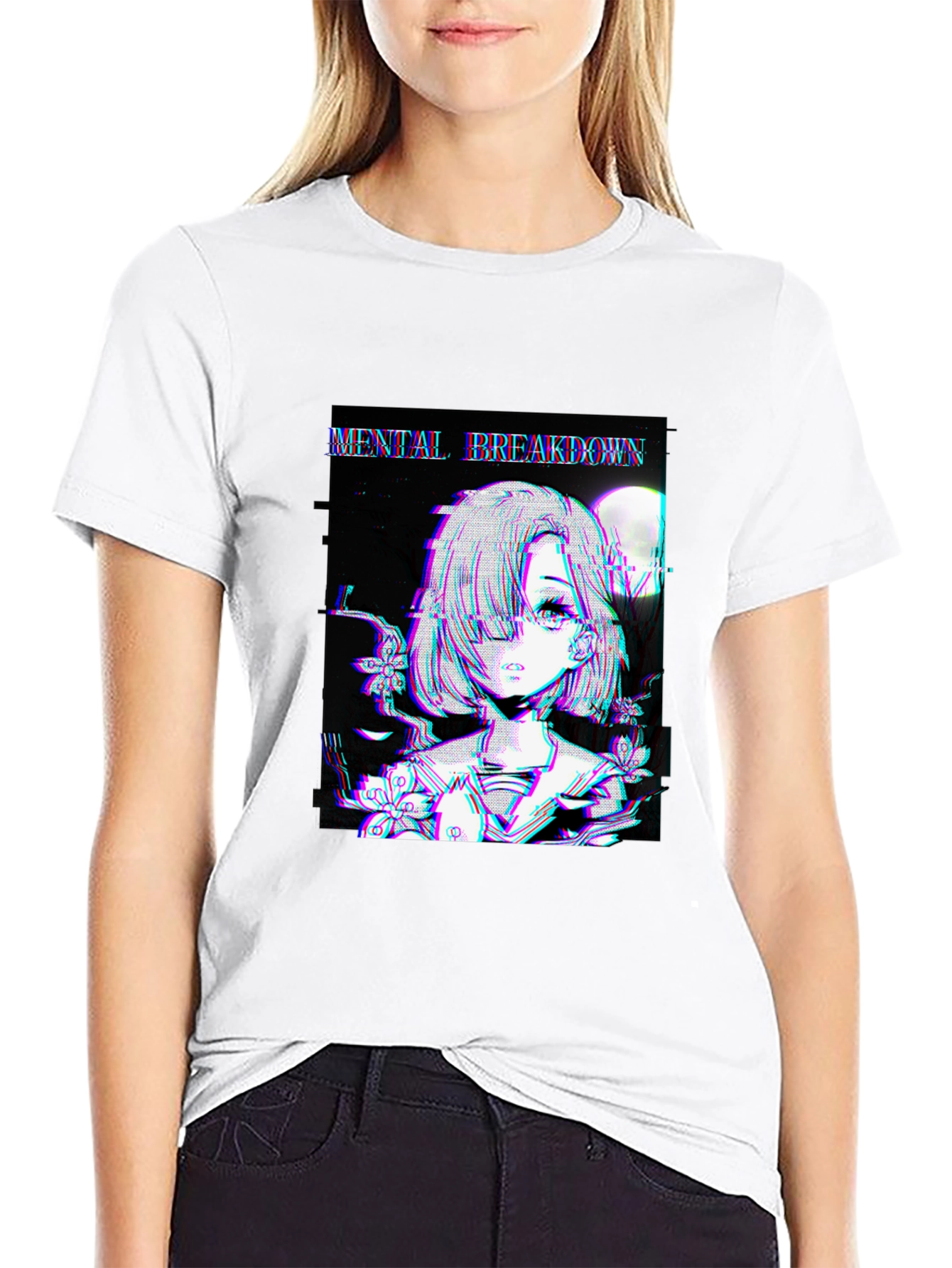 Mental Breakdown Anime Graphic Black T-Shirt