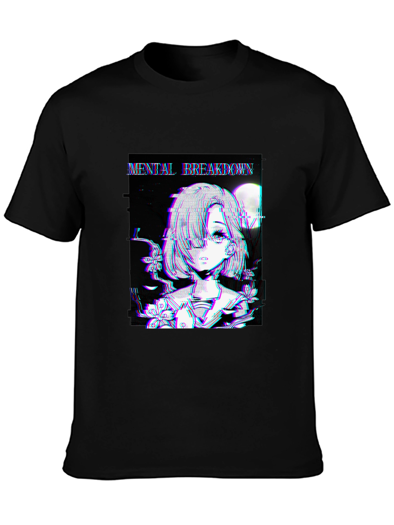 Mental Breakdown Anime Graphic Black T-Shirt