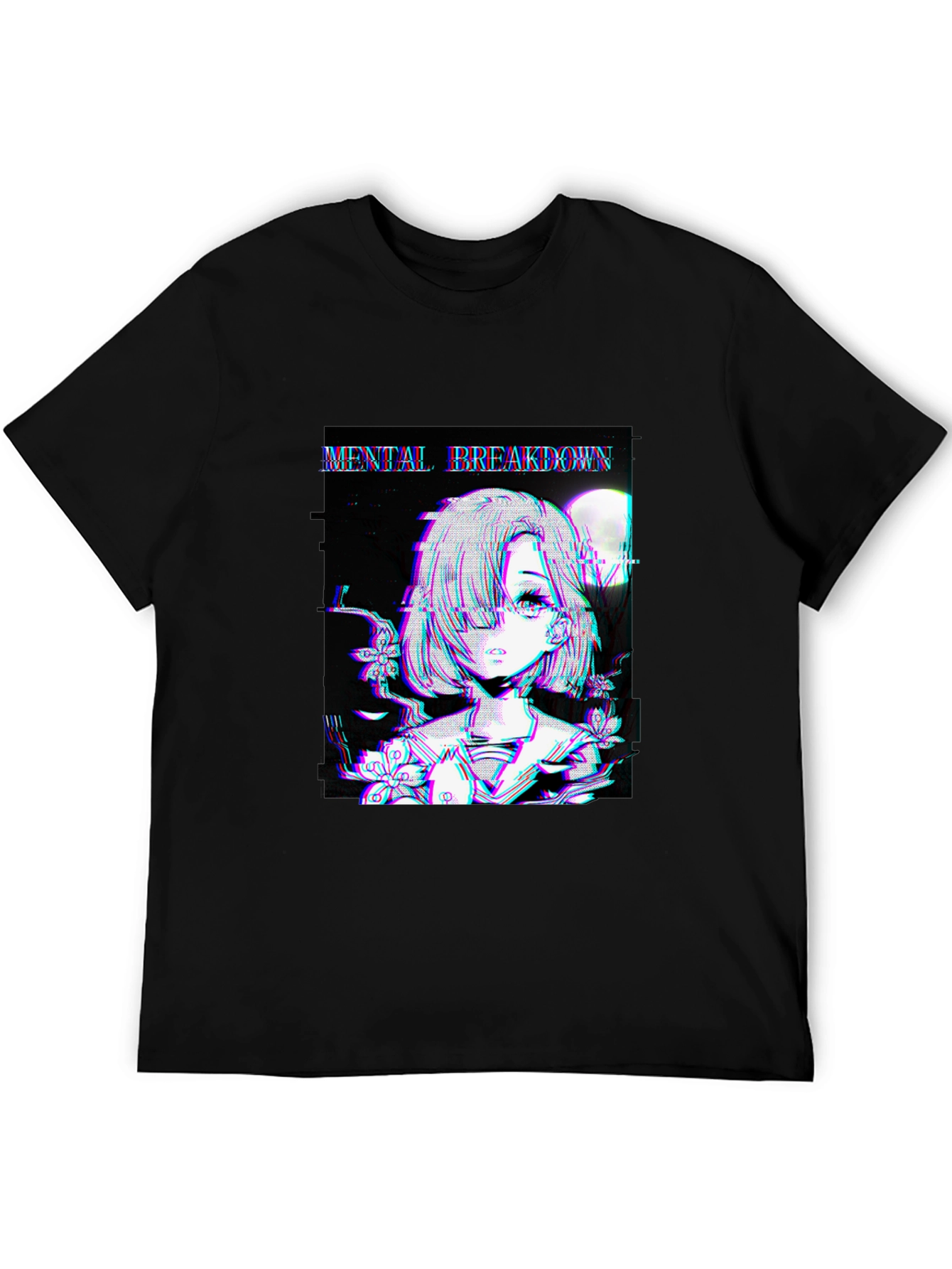 Mental Breakdown Anime Graphic Black T-Shirt