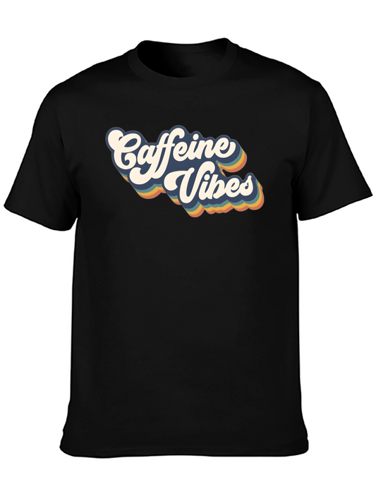 Caffeine Vibes Retro Graphic Tee - Black Cotton T-Shirt