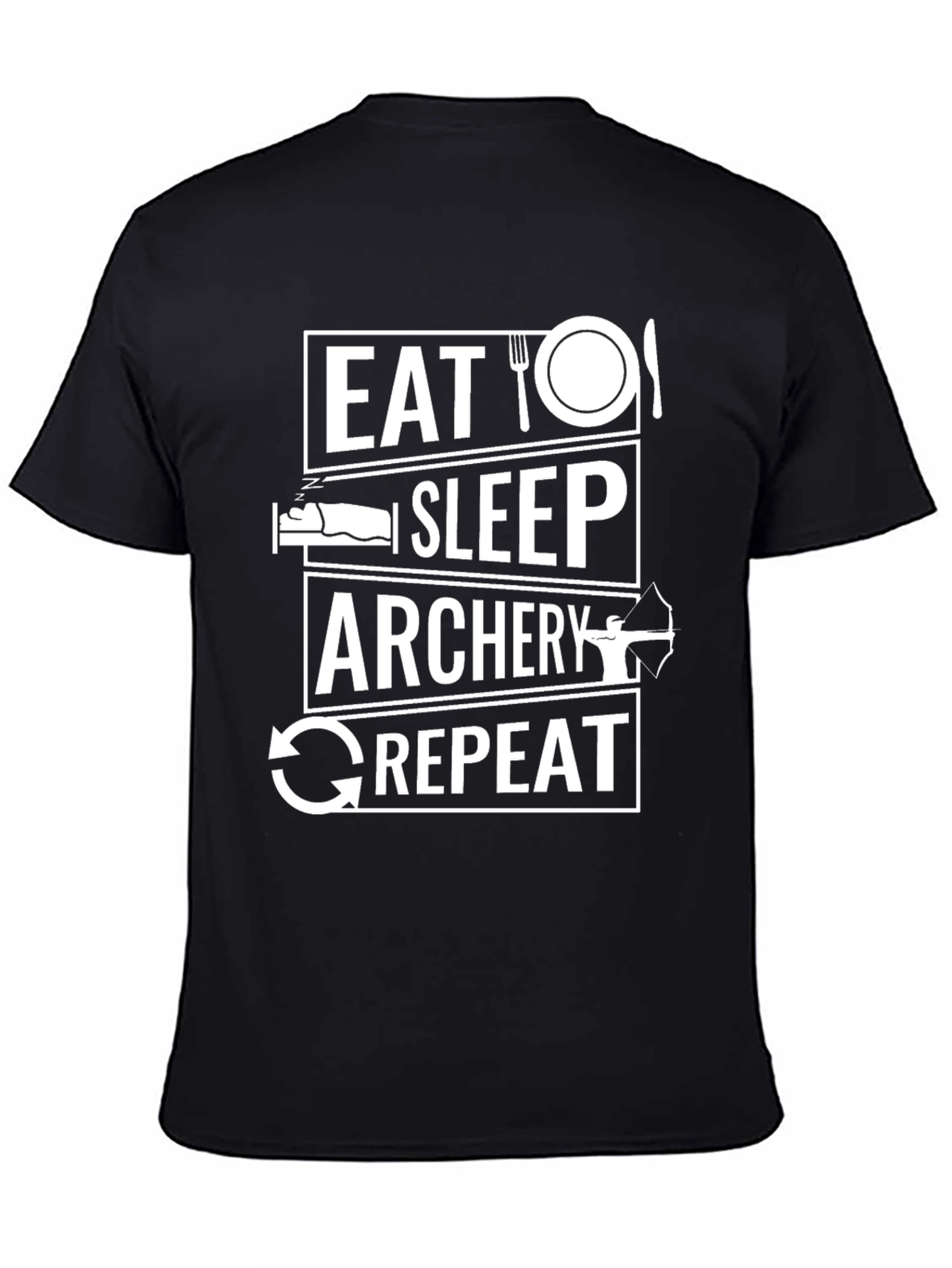 Eat Sleep Archery Repeat T-Shirt Black Cotton Tee