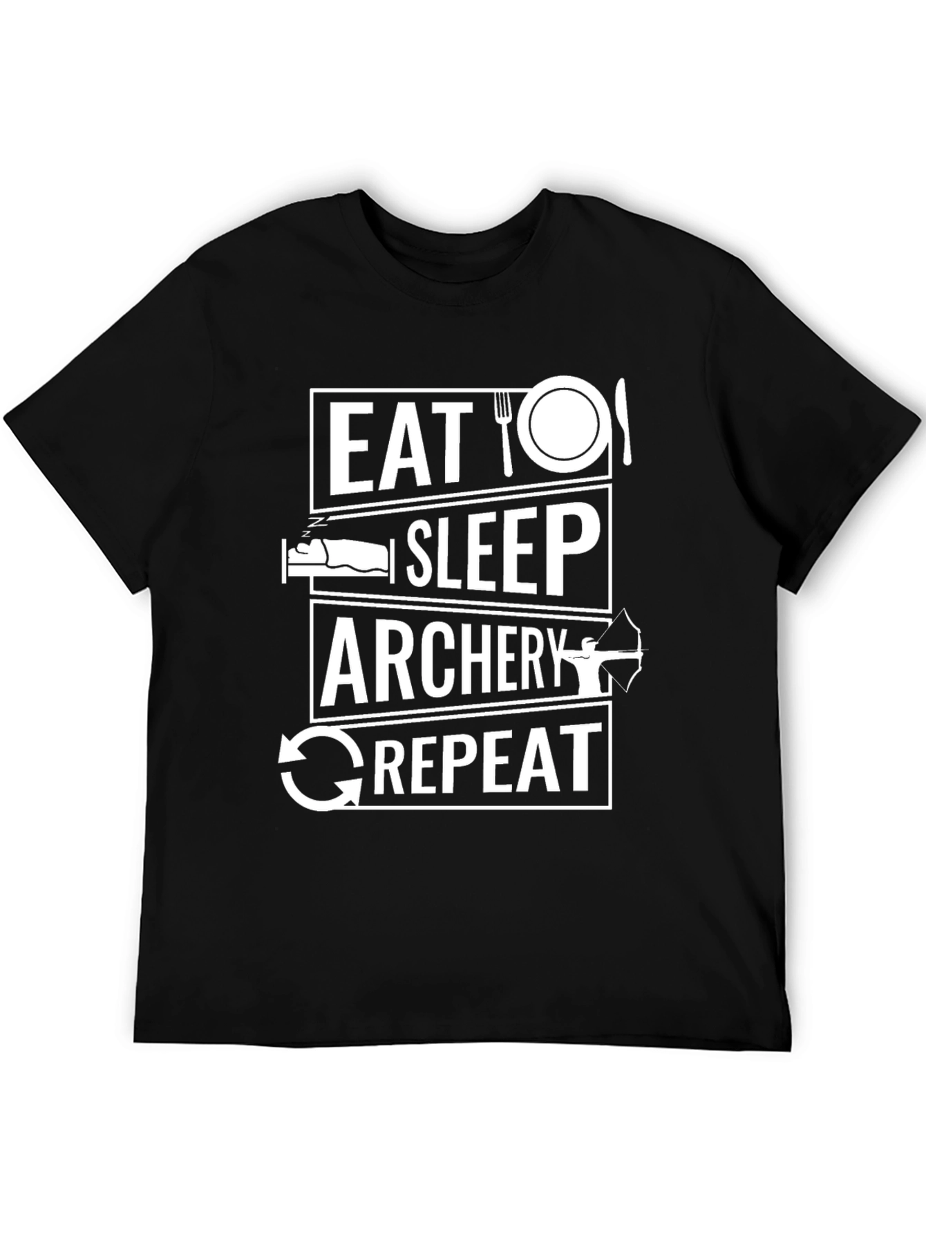 Eat Sleep Archery Repeat T-Shirt Black Cotton Tee