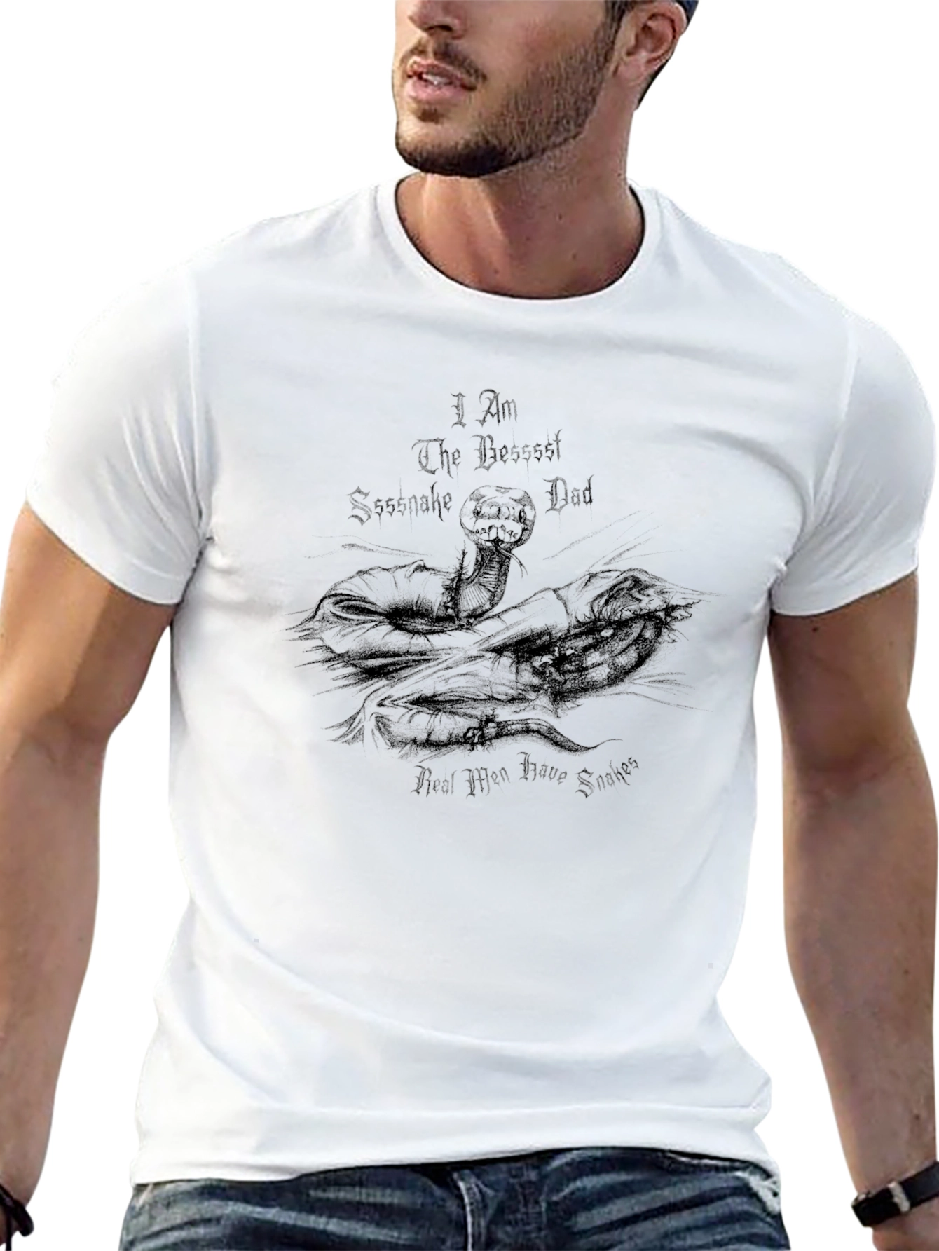 Best Snake Dad Tee - Mens Black Graphic T-Shirt