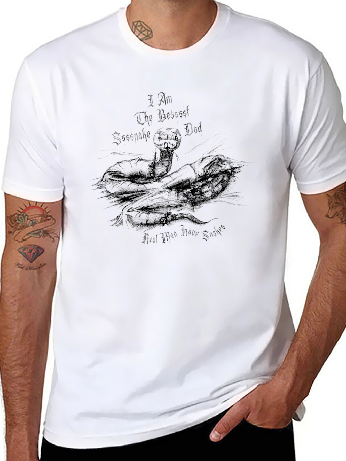 Best Snake Dad Tee - Mens Black Graphic T-Shirt