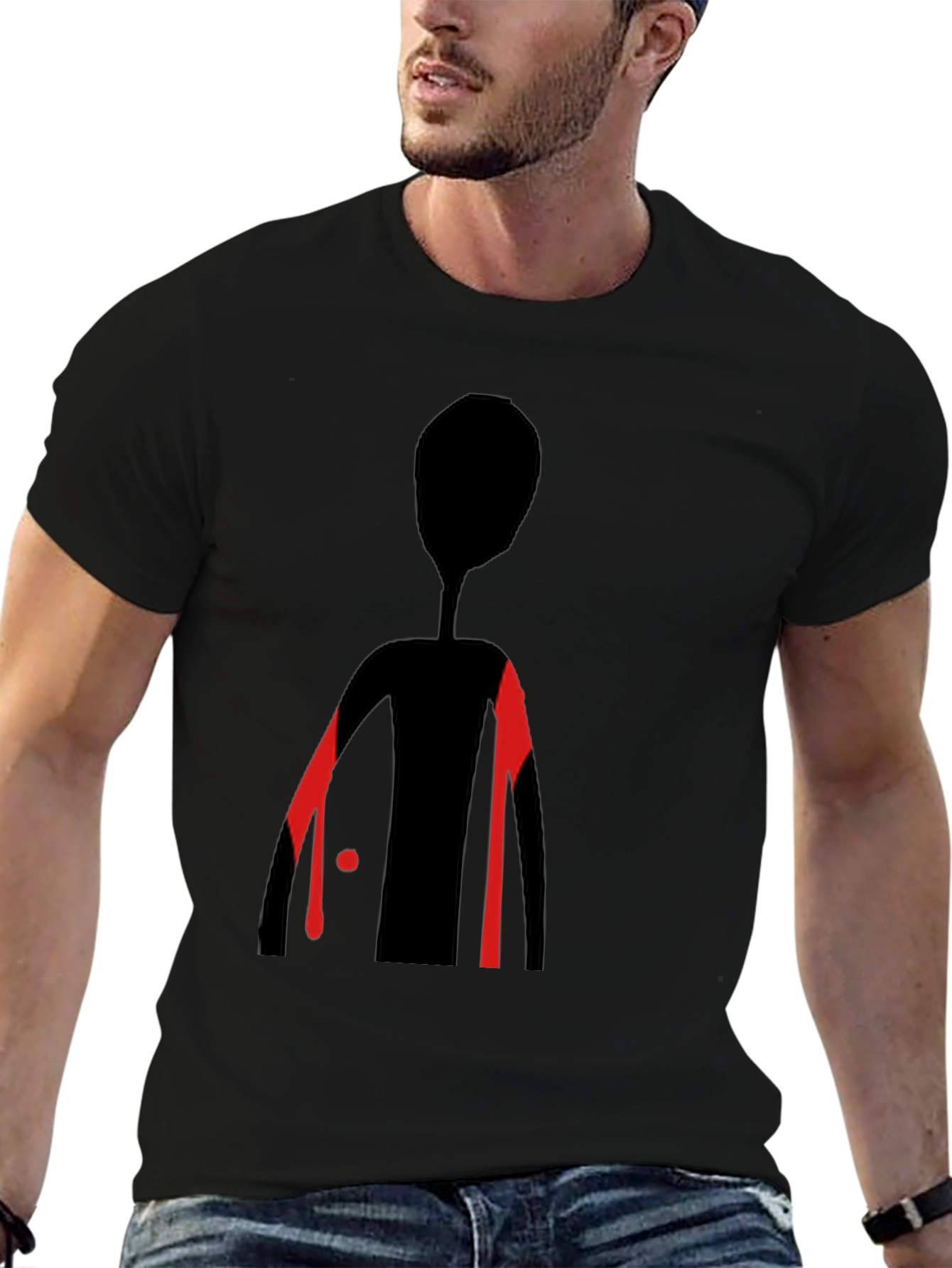 Abstract Figure Graphic Tee - Black