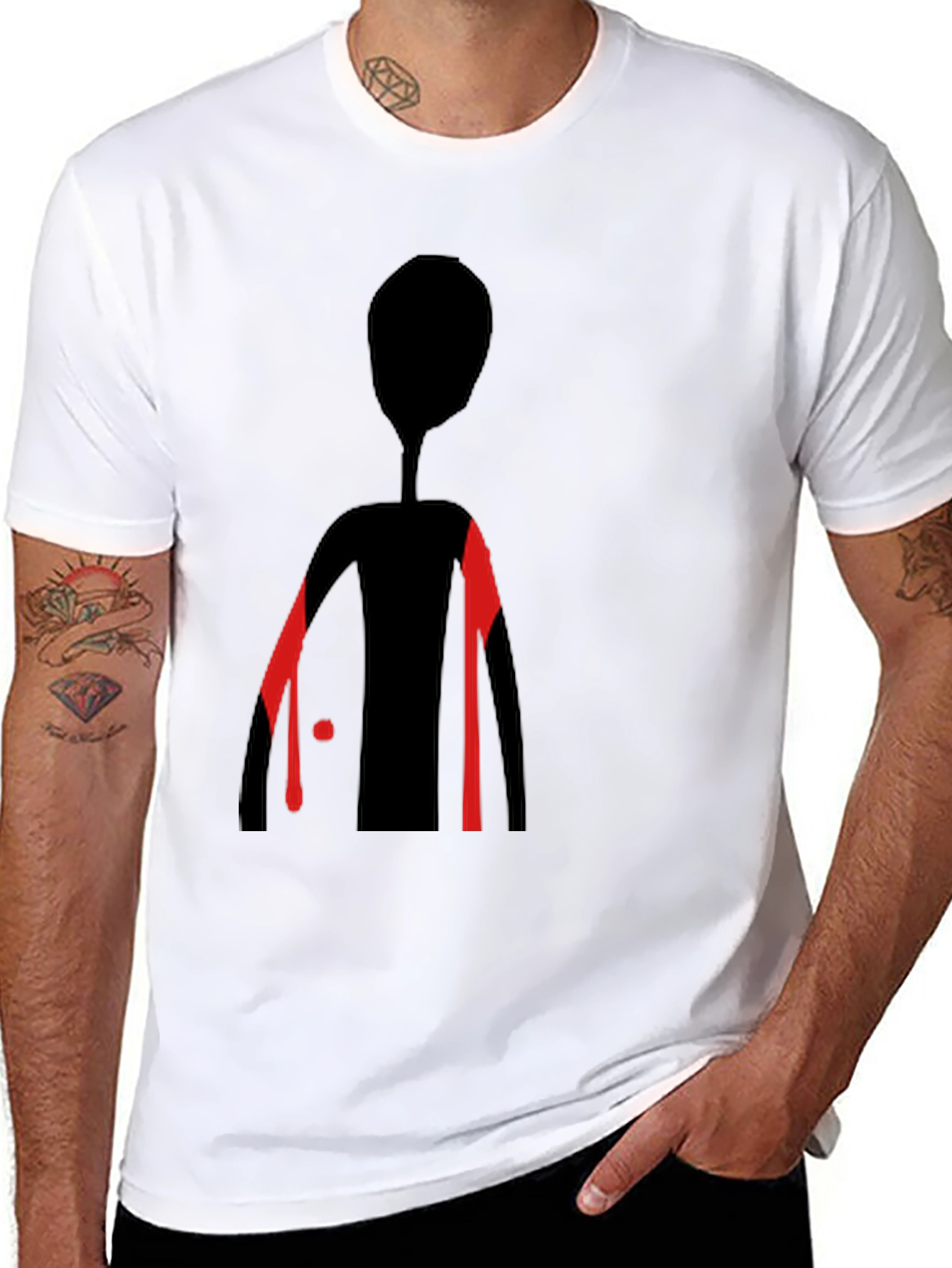 Abstract Figure Graphic Tee - Black