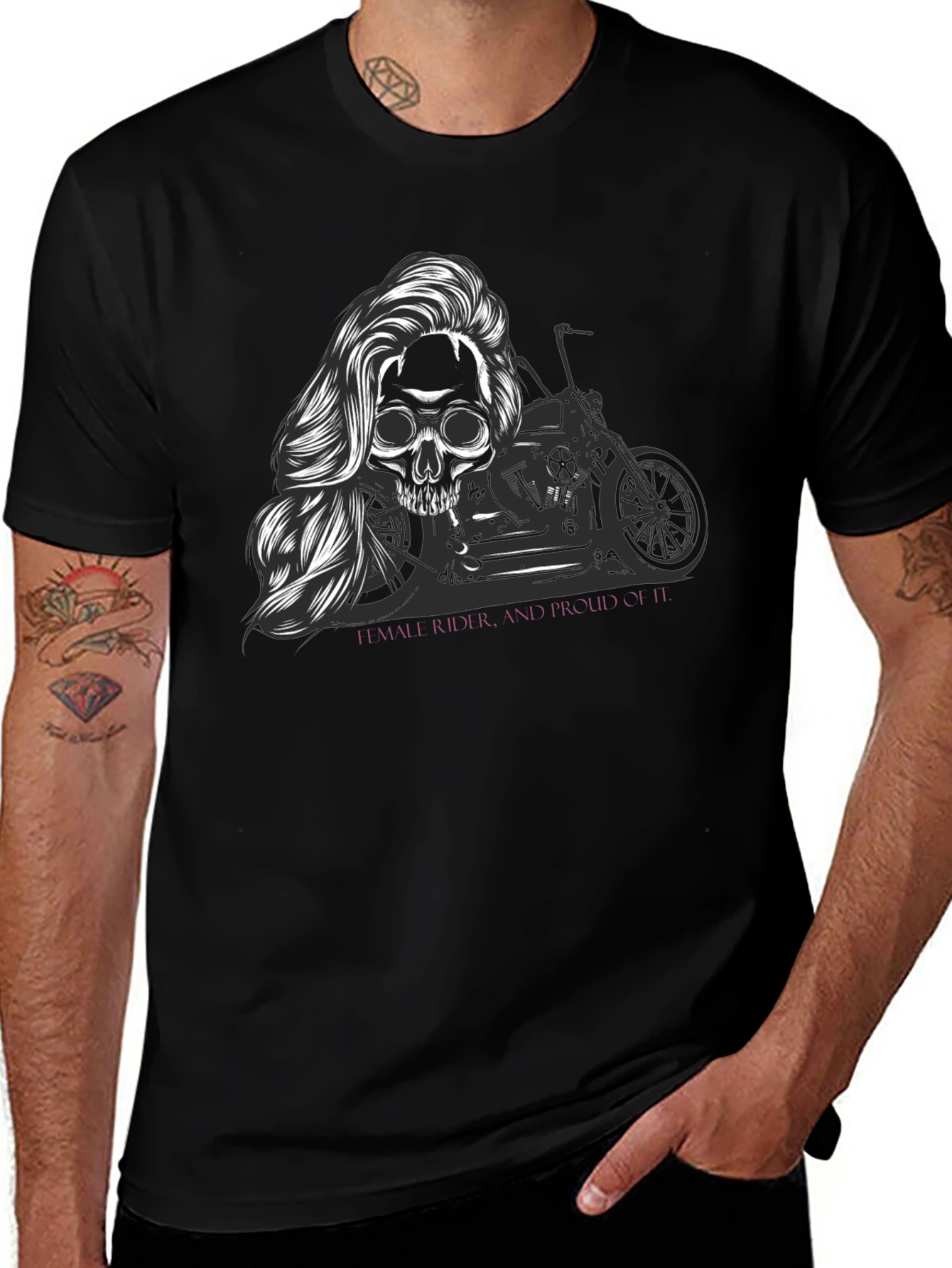 Skull Motorcycle T-Shirt - Female Rider Graphic Tee