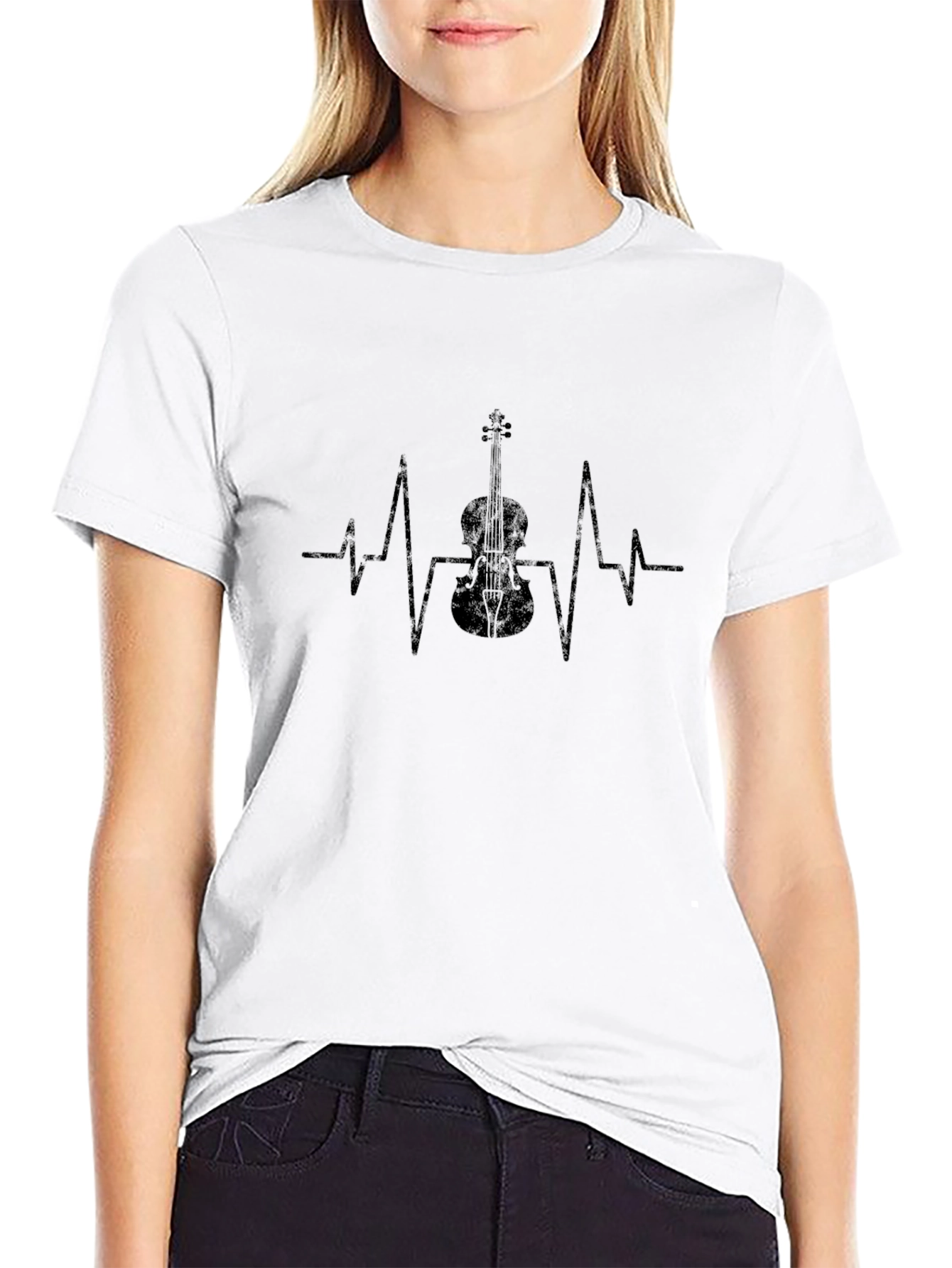 Violin Heartbeat Graphic T-Shirt