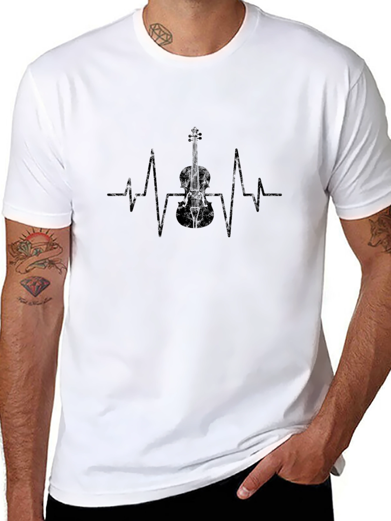 Violin Heartbeat Graphic T-Shirt