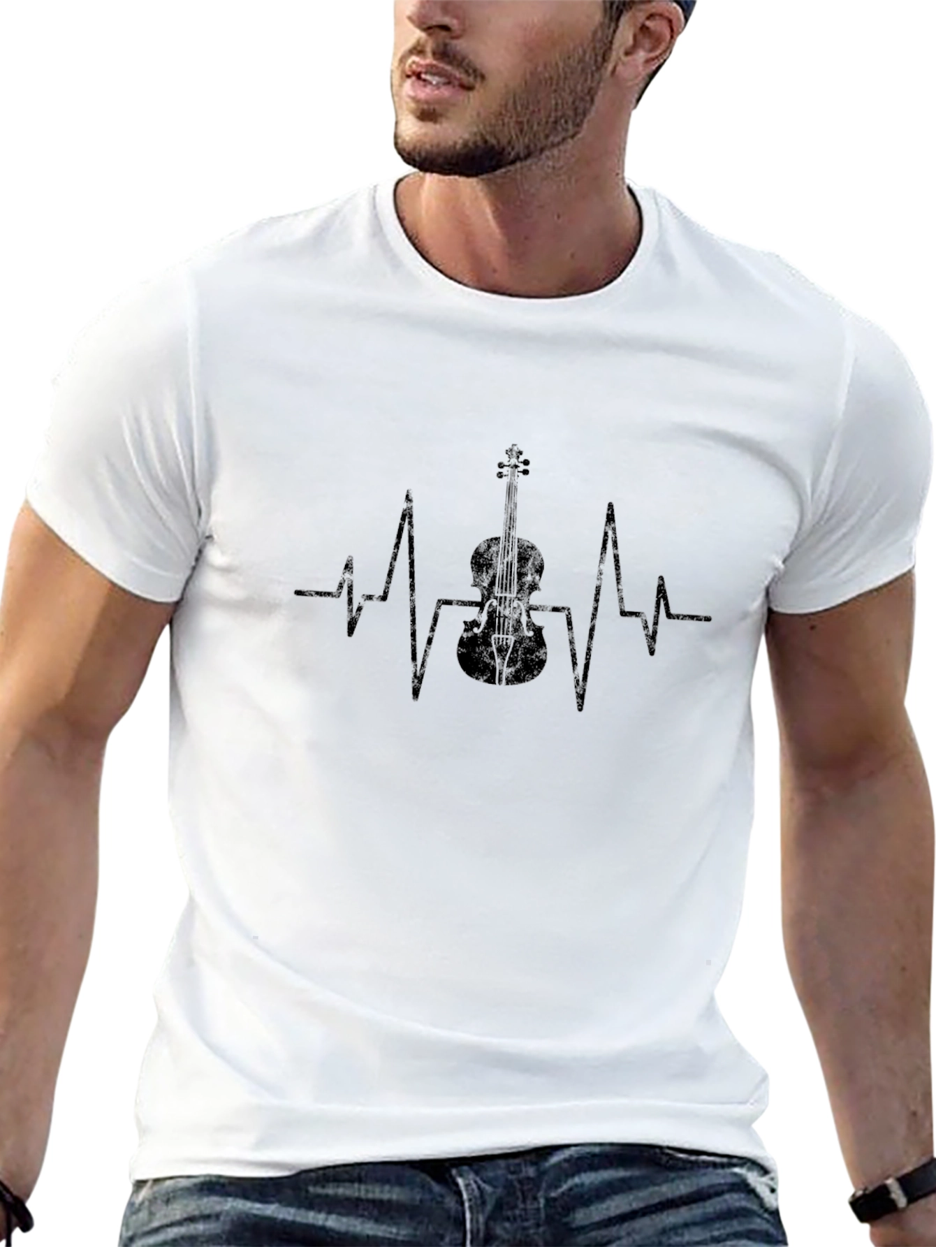 Violin Heartbeat Graphic T-Shirt