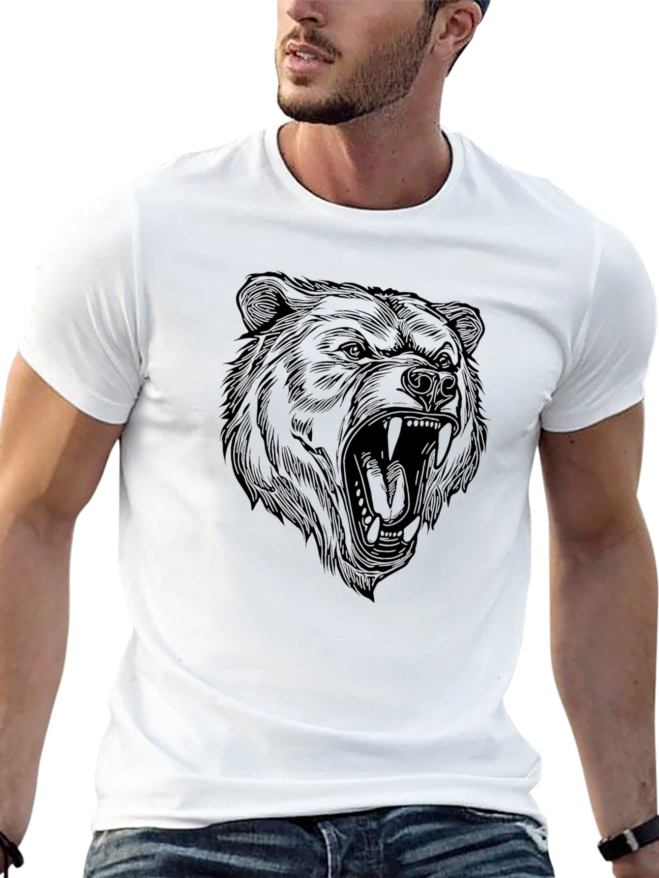 Mens Black Bear Graphic Tee