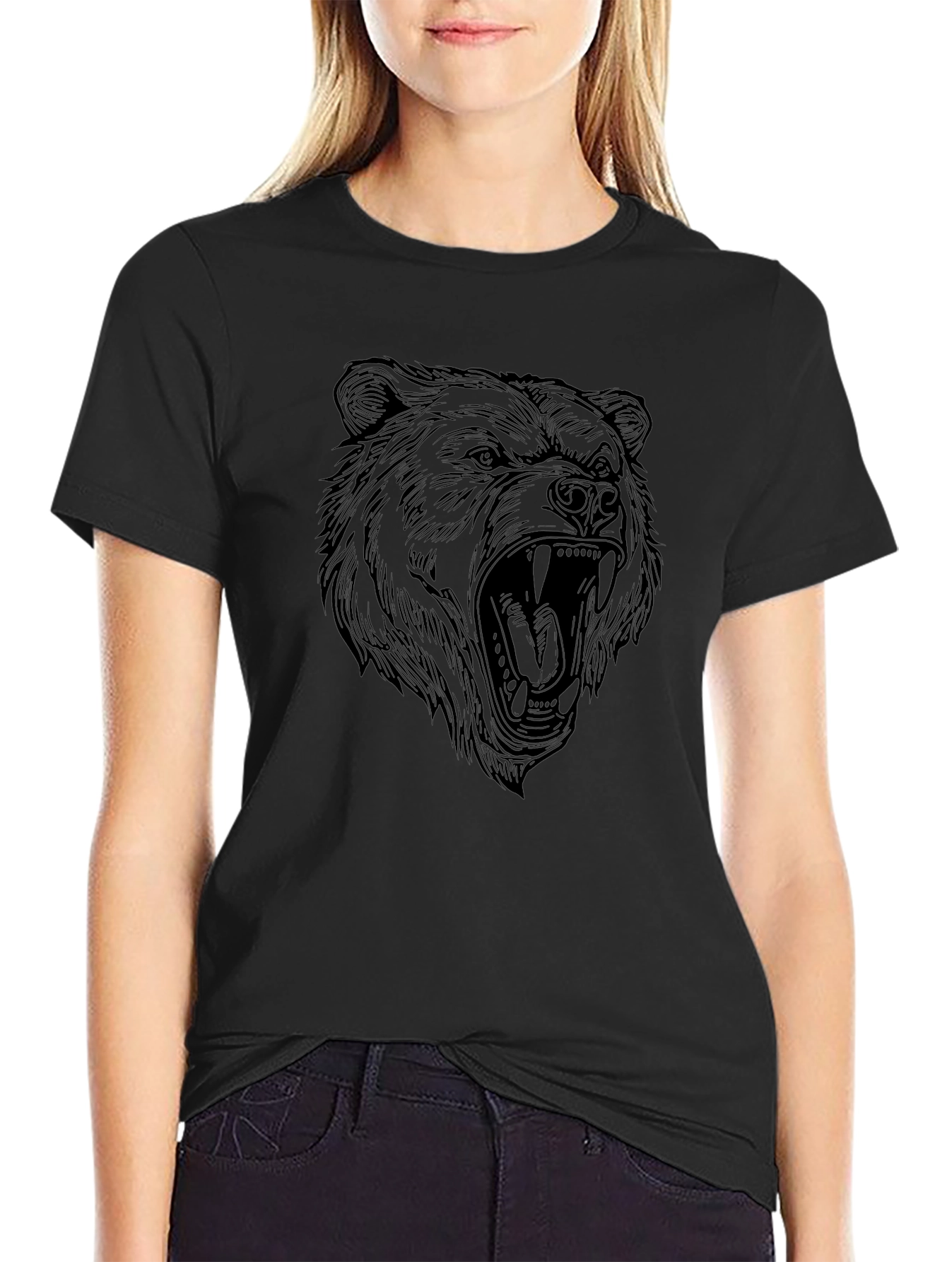 Mens Black Bear Graphic Tee