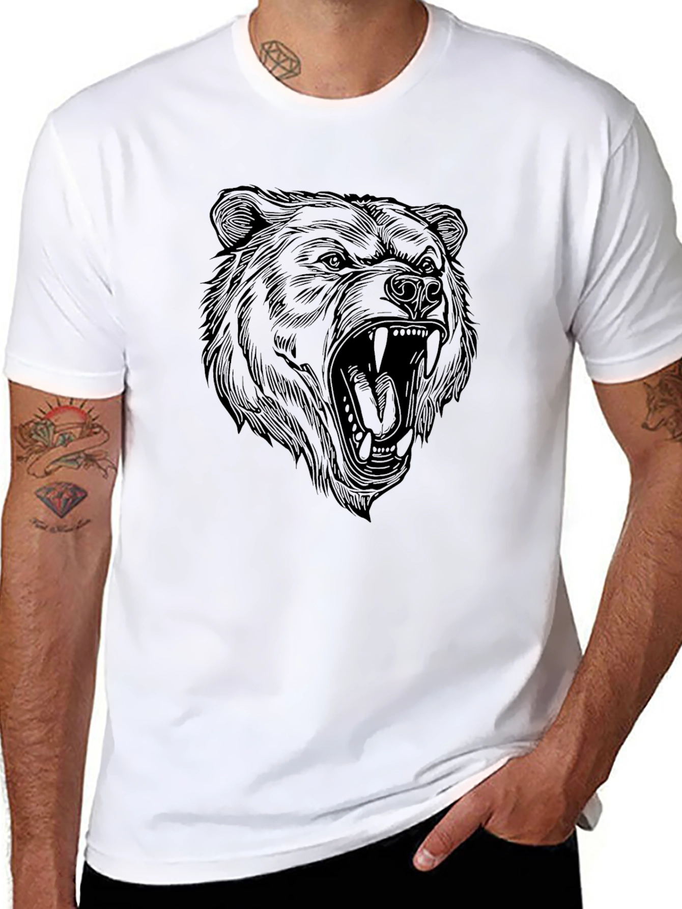 Mens Black Bear Graphic Tee