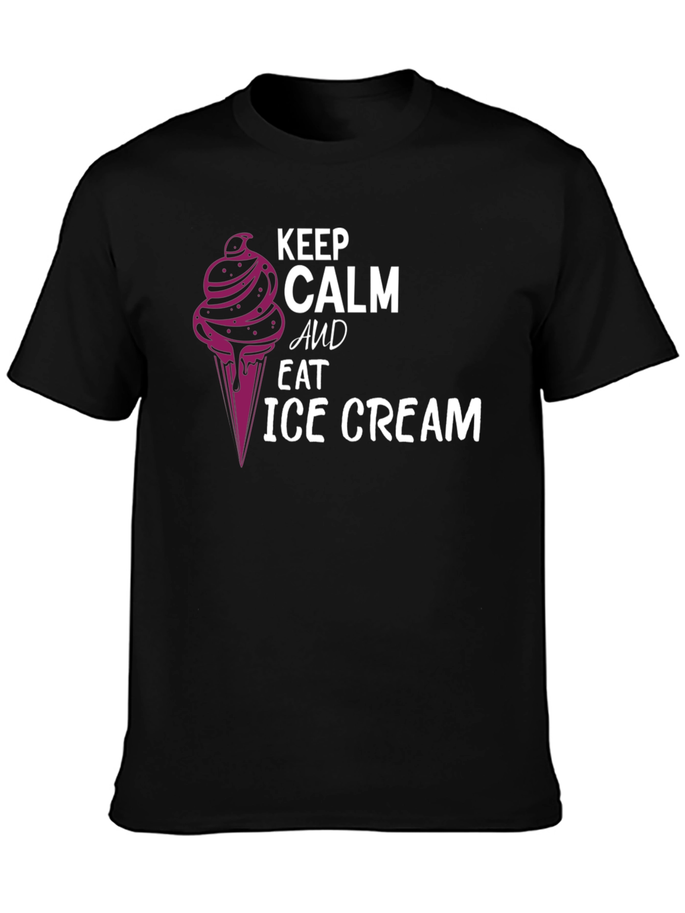 Keep Calm & Eat Ice Cream Black T-Shirt