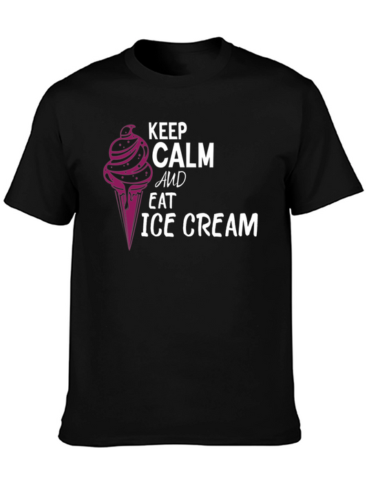 Keep Calm & Eat Ice Cream Black T-Shirt