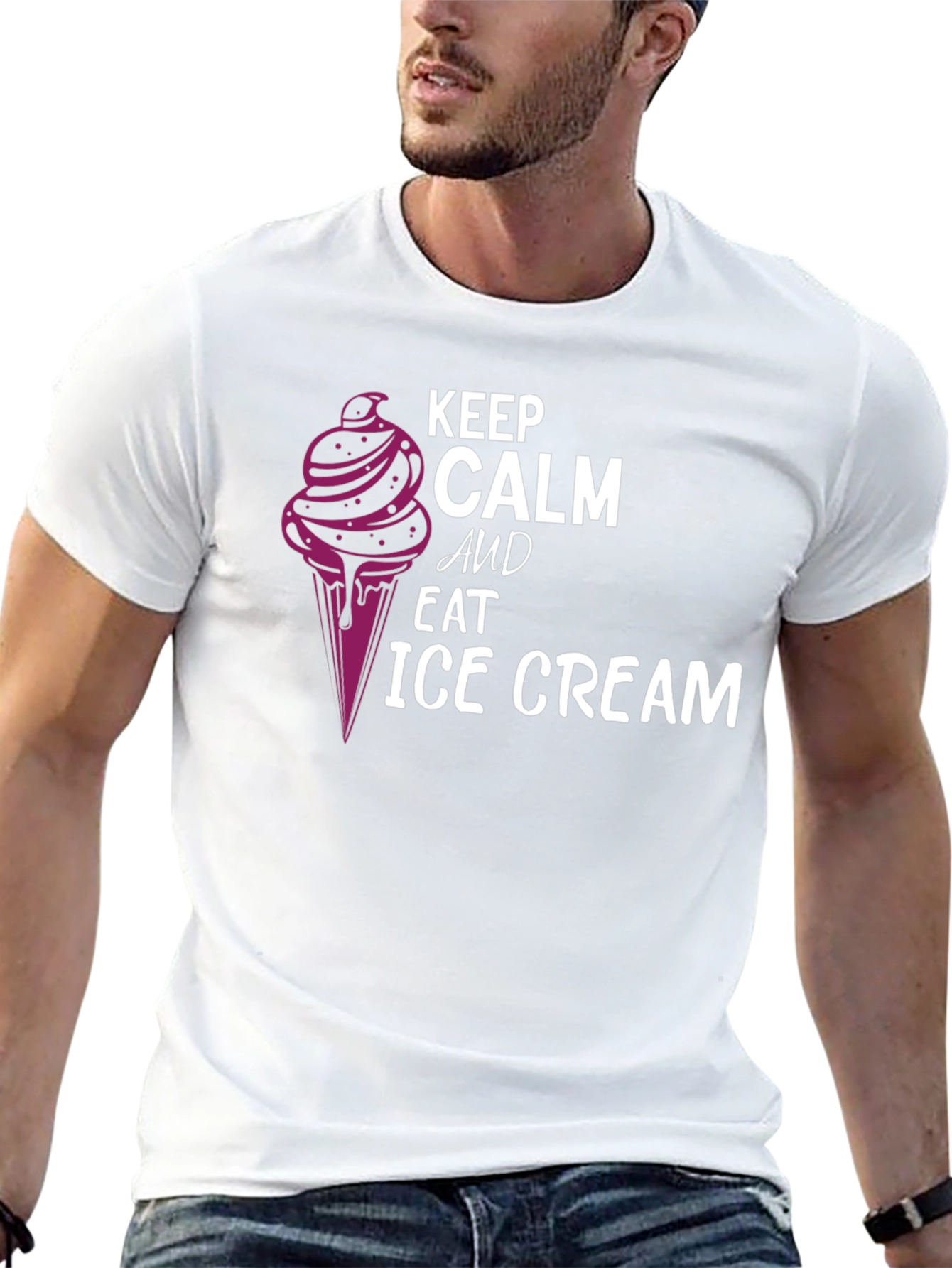 Keep Calm & Eat Ice Cream Black T-Shirt