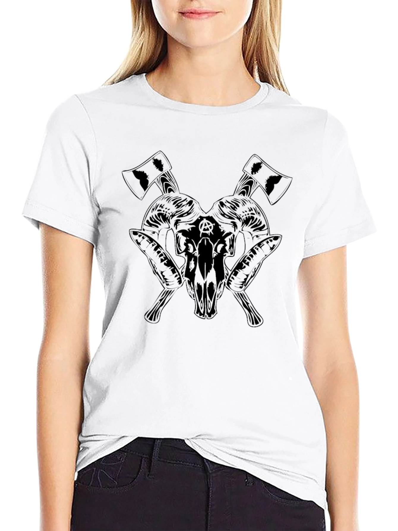 Mens Graphic Tee - Skull & Axe Design