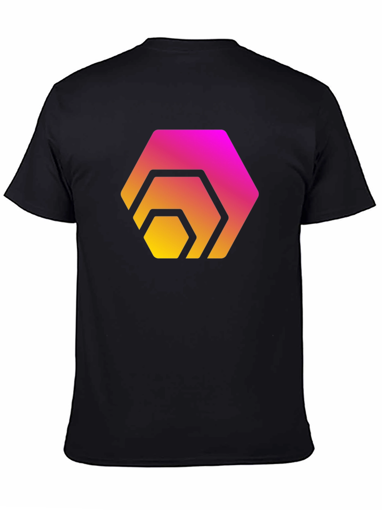 Gradient Hexagon Graphic Black T-Shirt
