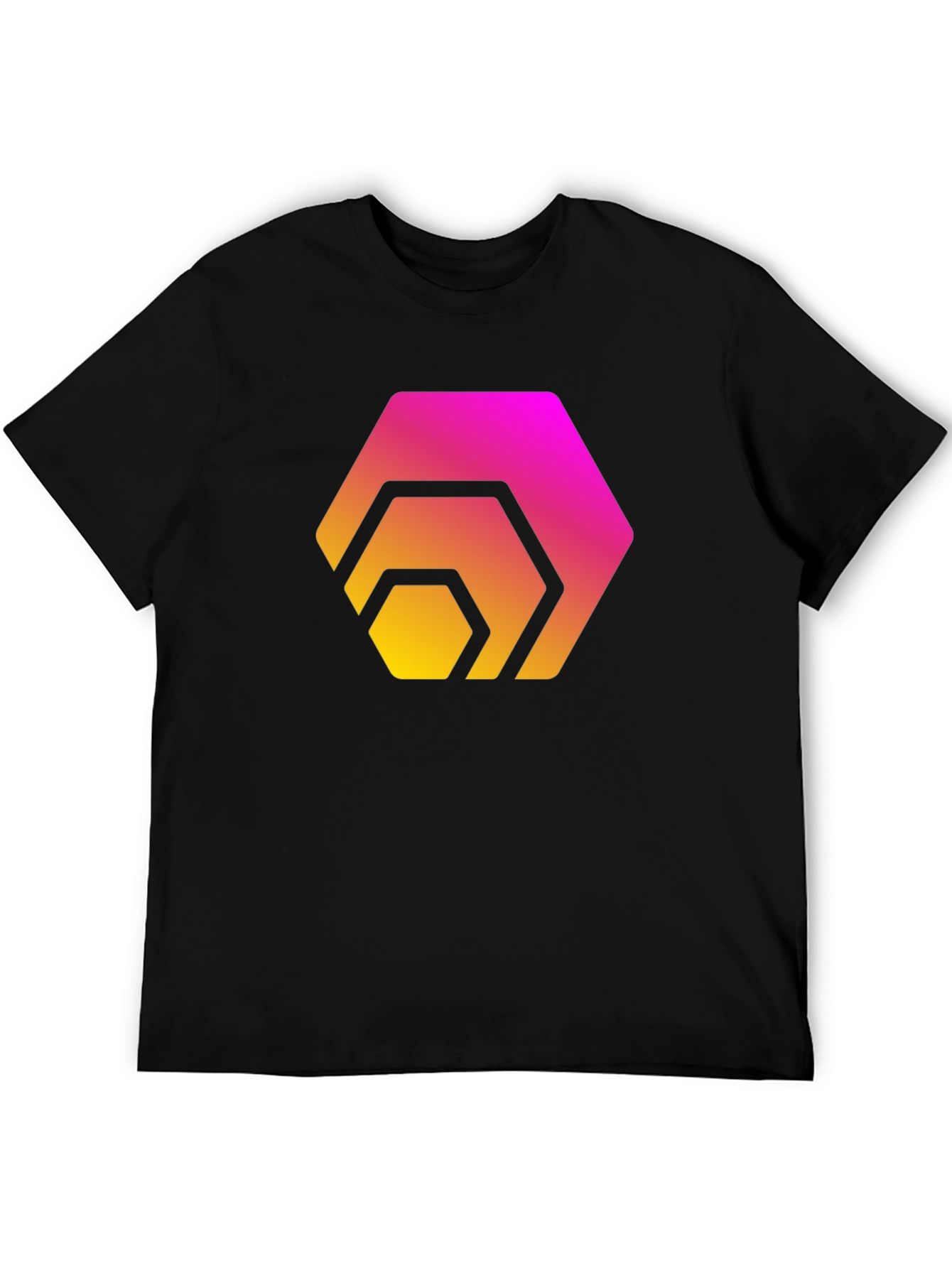 Gradient Hexagon Graphic Black T-Shirt