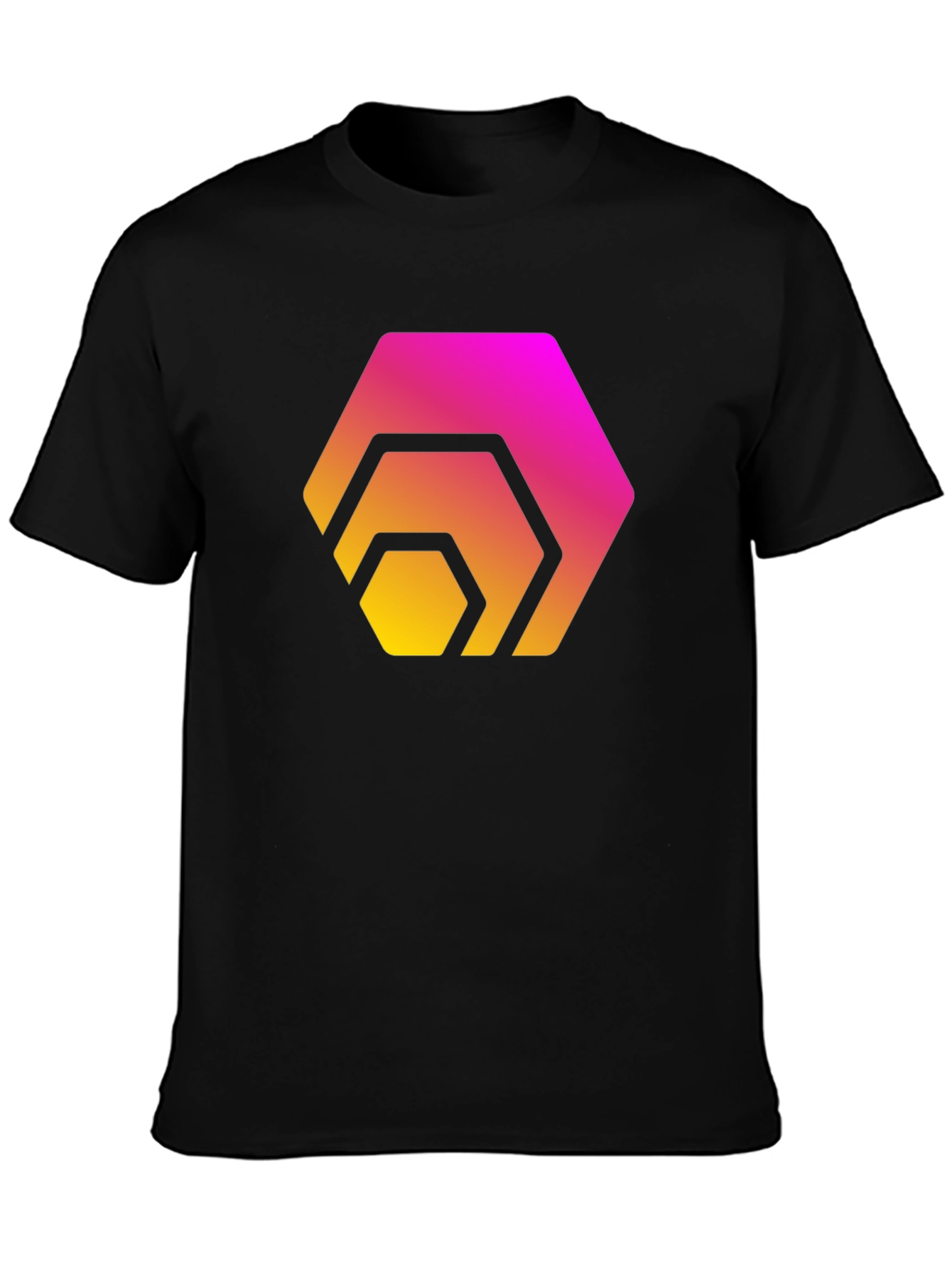 Gradient Hexagon Graphic Black T-Shirt