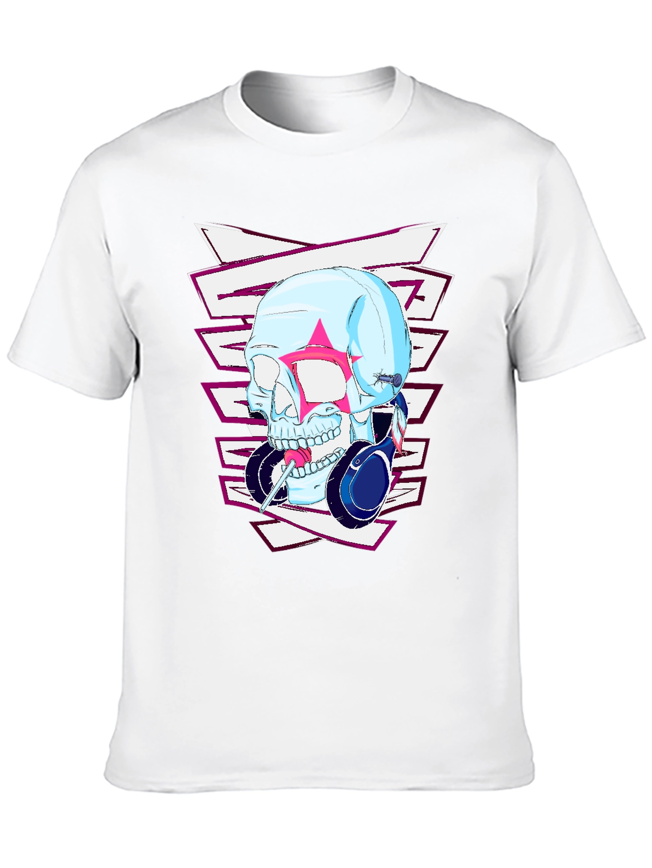 Edgy Skull Headphones Graphic T-Shirt