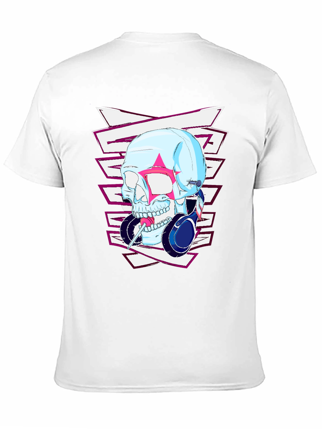 Edgy Skull Headphones Graphic T-Shirt