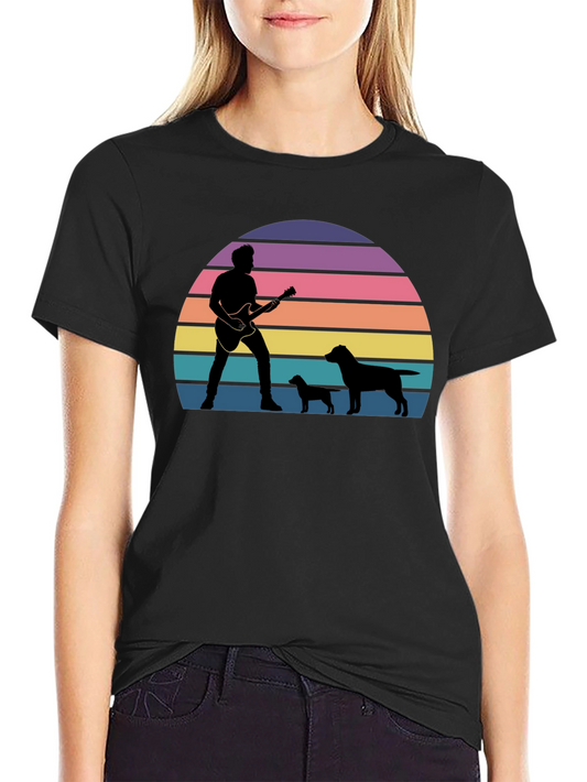 Guitar Man & Dogs Sunset T-Shirt