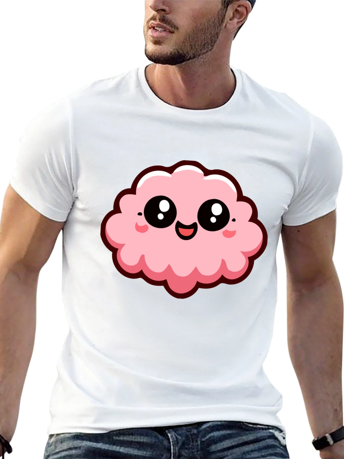 Cute Kawaii Cloud Graphic Tee - Black